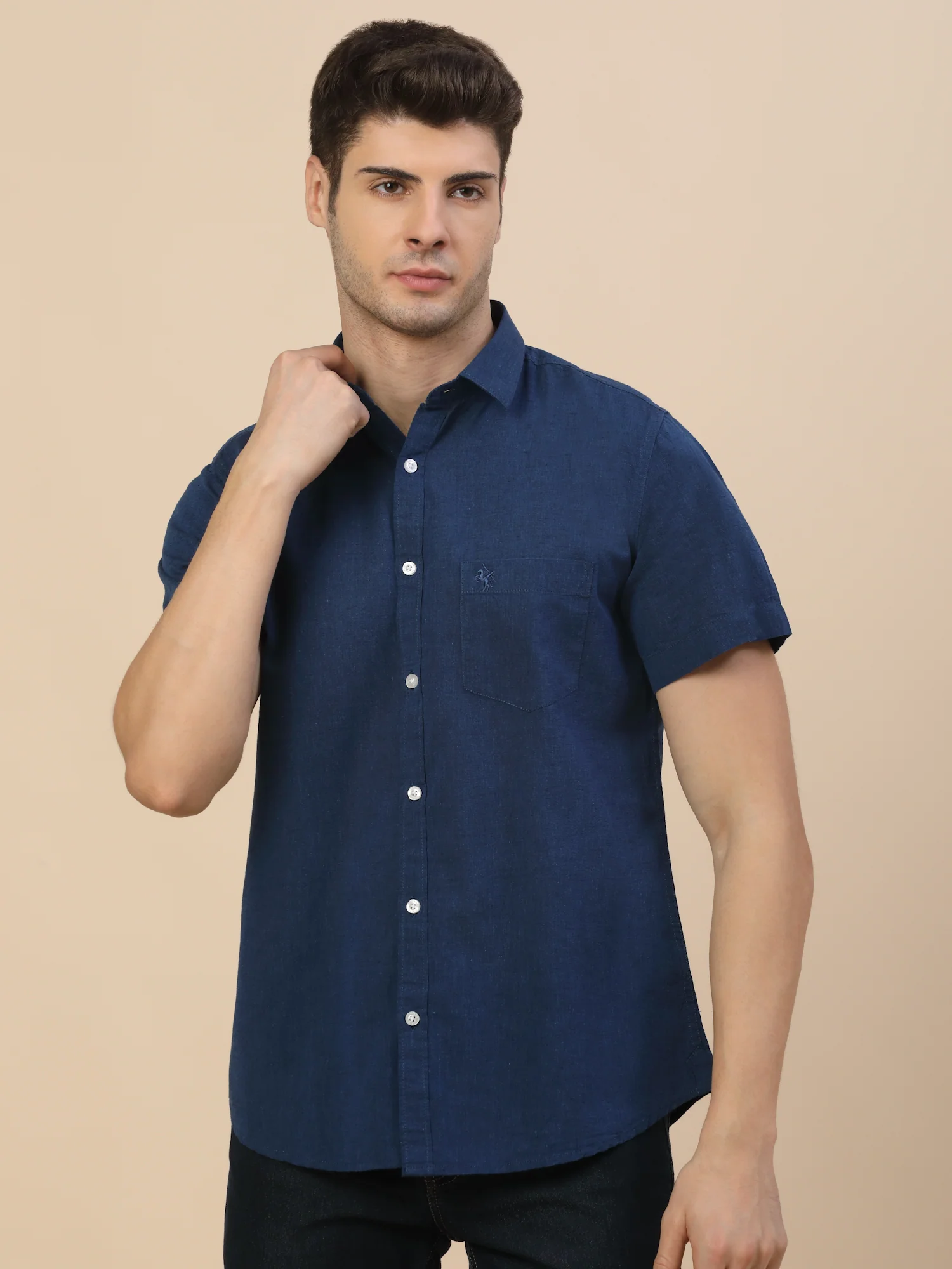 Casual Shirt for Men | Breathable & Soft with Color Fastness Regular Fit Spread Collar Neck Cotton Fabric Solid Pattern - Image 2