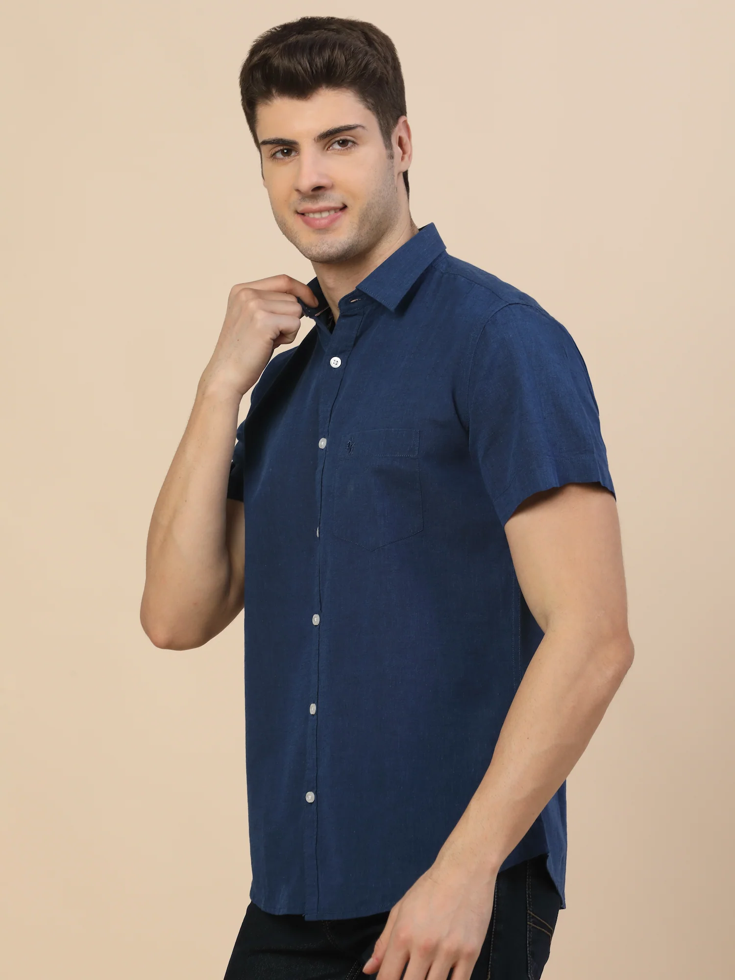 Casual Shirt for Men | Breathable & Soft with Color Fastness Regular Fit Spread Collar Neck Cotton Fabric Solid Pattern - Image 3