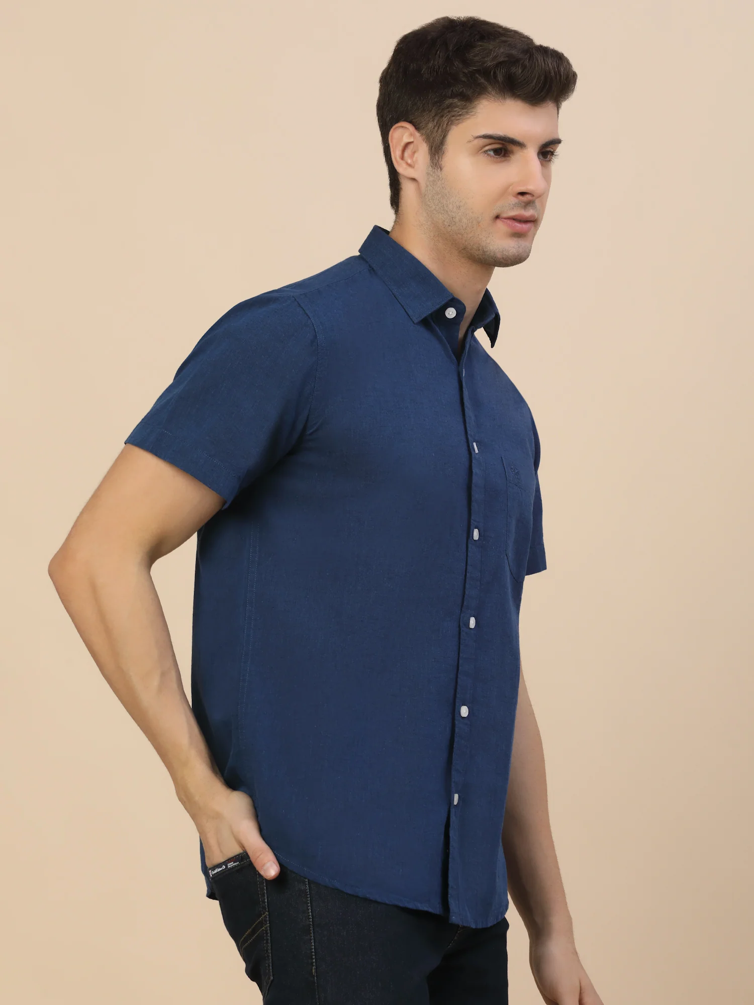 Casual Shirt for Men | Breathable & Soft with Color Fastness Regular Fit Spread Collar Neck Cotton Fabric Solid Pattern - Image 4