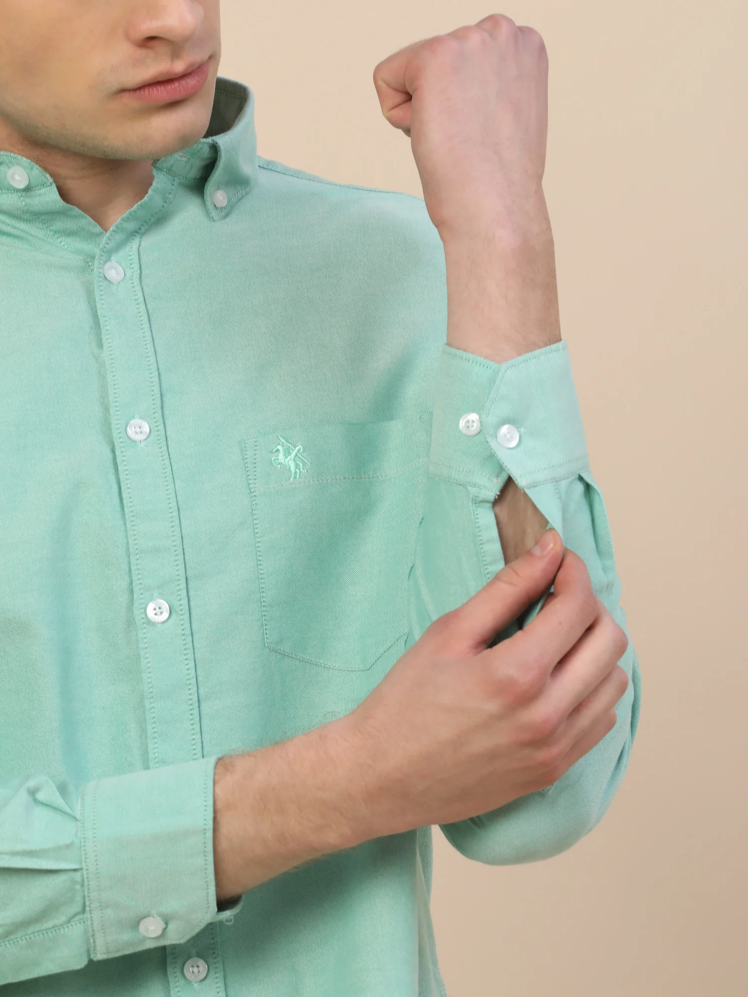 Casual Shirt for Men | Breathable & Soft with Color Fastness Regular Fit Spread Collar Neck Cotton Fabric Solid Pattern - Image 2
