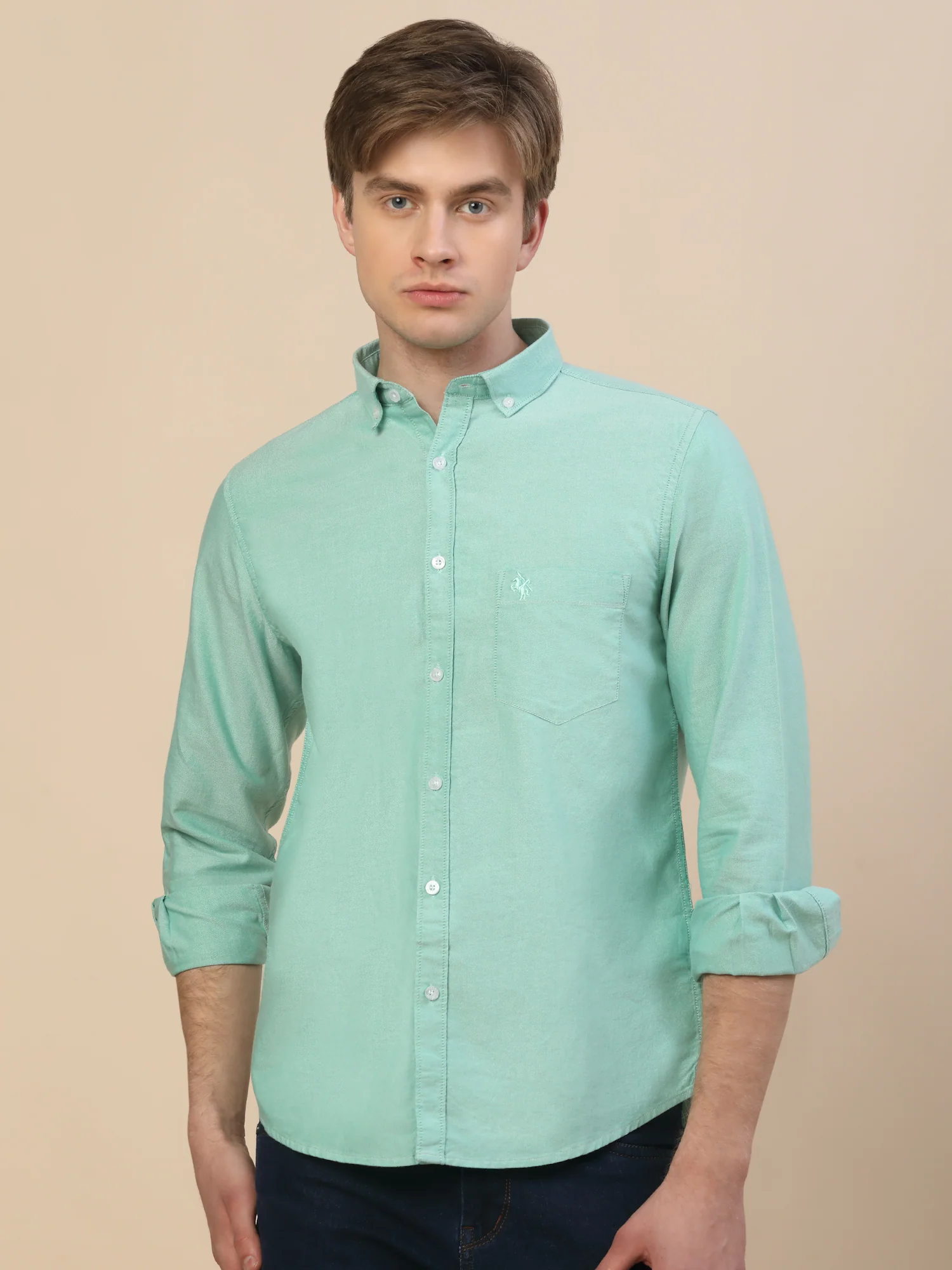 Casual Shirt for Men | Breathable & Soft with Color Fastness Regular Fit Spread Collar Neck Cotton Fabric Solid Pattern - Image 3