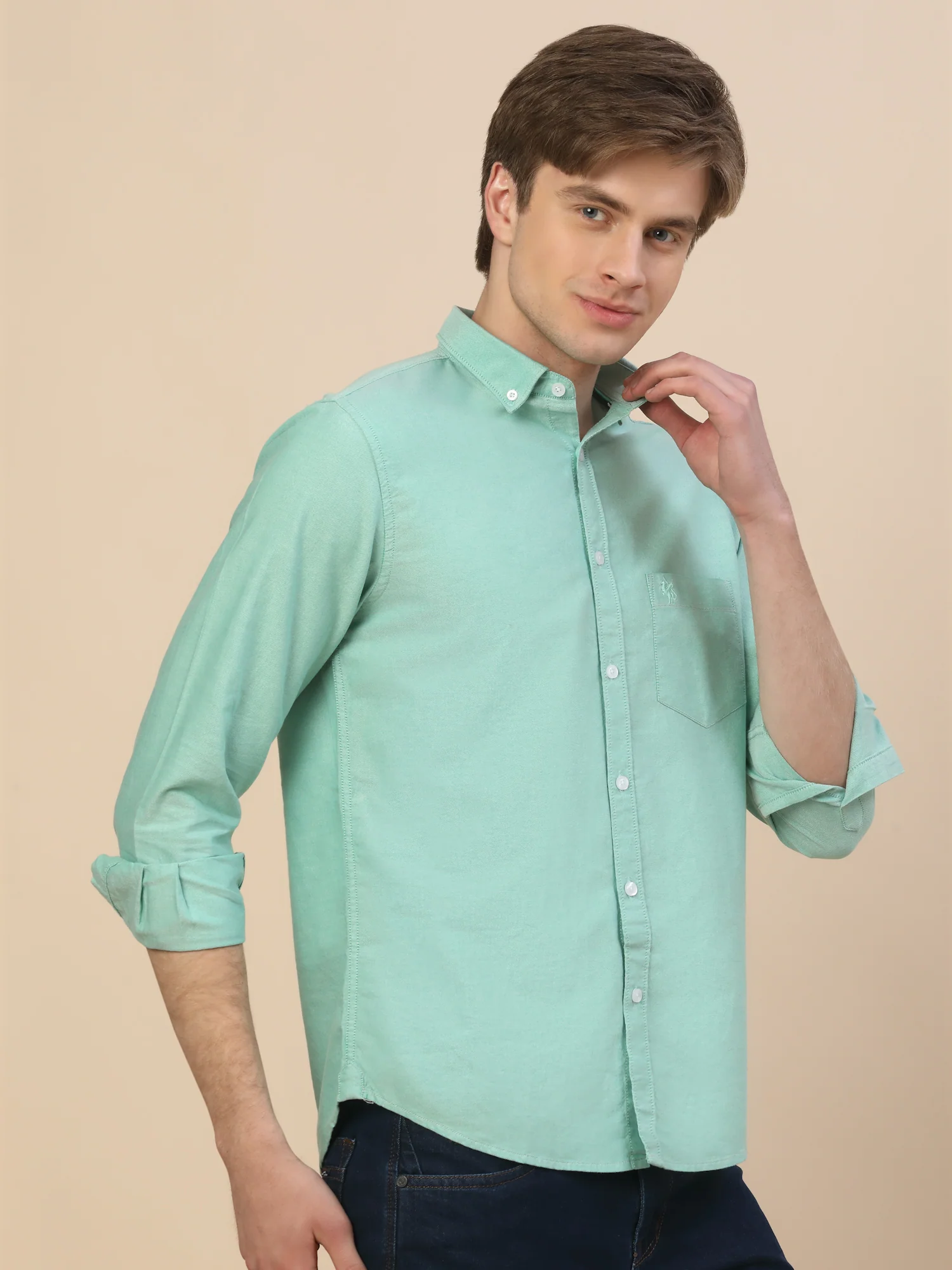 Casual Shirt for Men | Breathable & Soft with Color Fastness Regular Fit Spread Collar Neck Cotton Fabric Solid Pattern - Image 5
