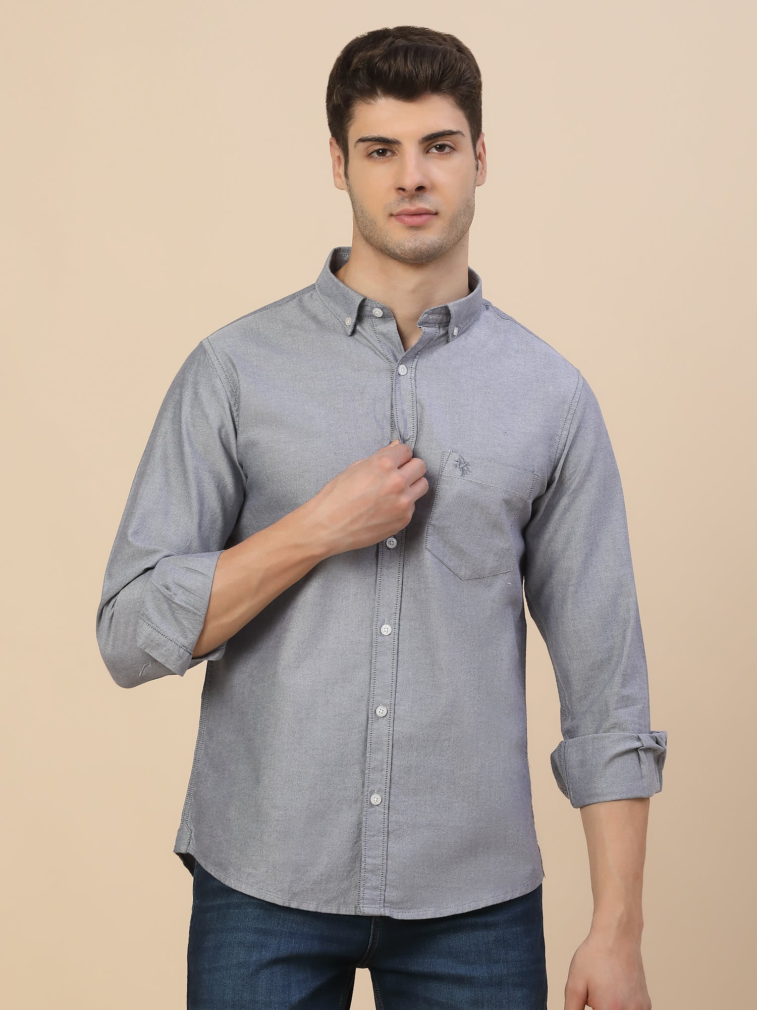 Casual Shirt for Men | Breathable & Soft with Color Fastness Regular Fit Spread Collar Neck Cotton Fabric Solid Pattern - Image 2