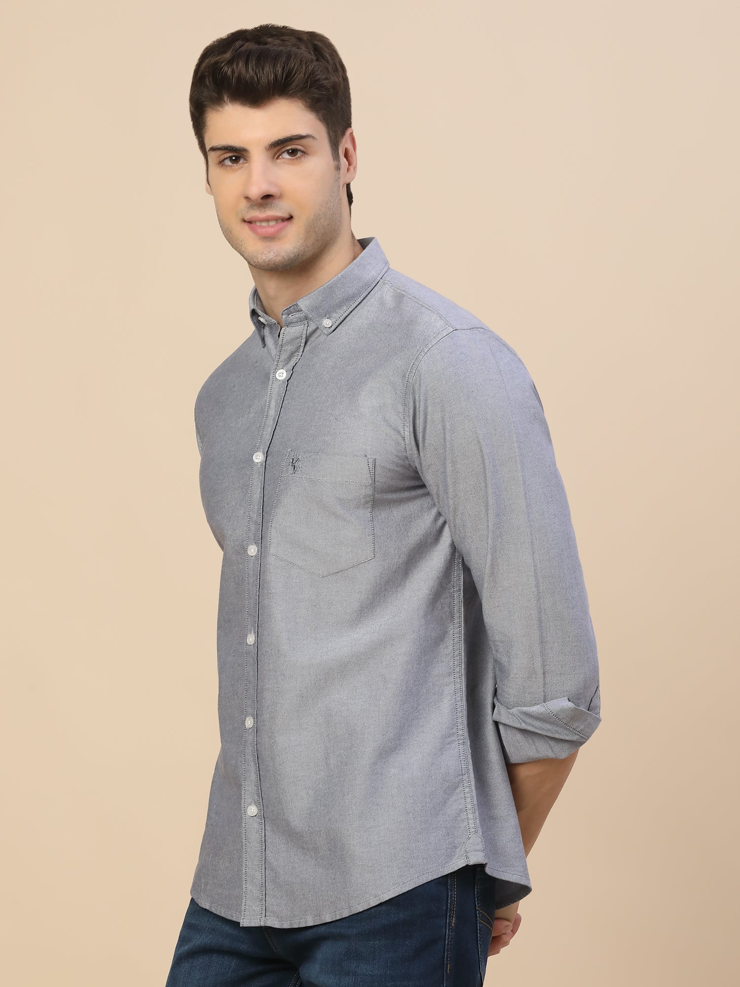 Casual Shirt for Men | Breathable & Soft with Color Fastness Regular Fit Spread Collar Neck Cotton Fabric Solid Pattern - Image 3