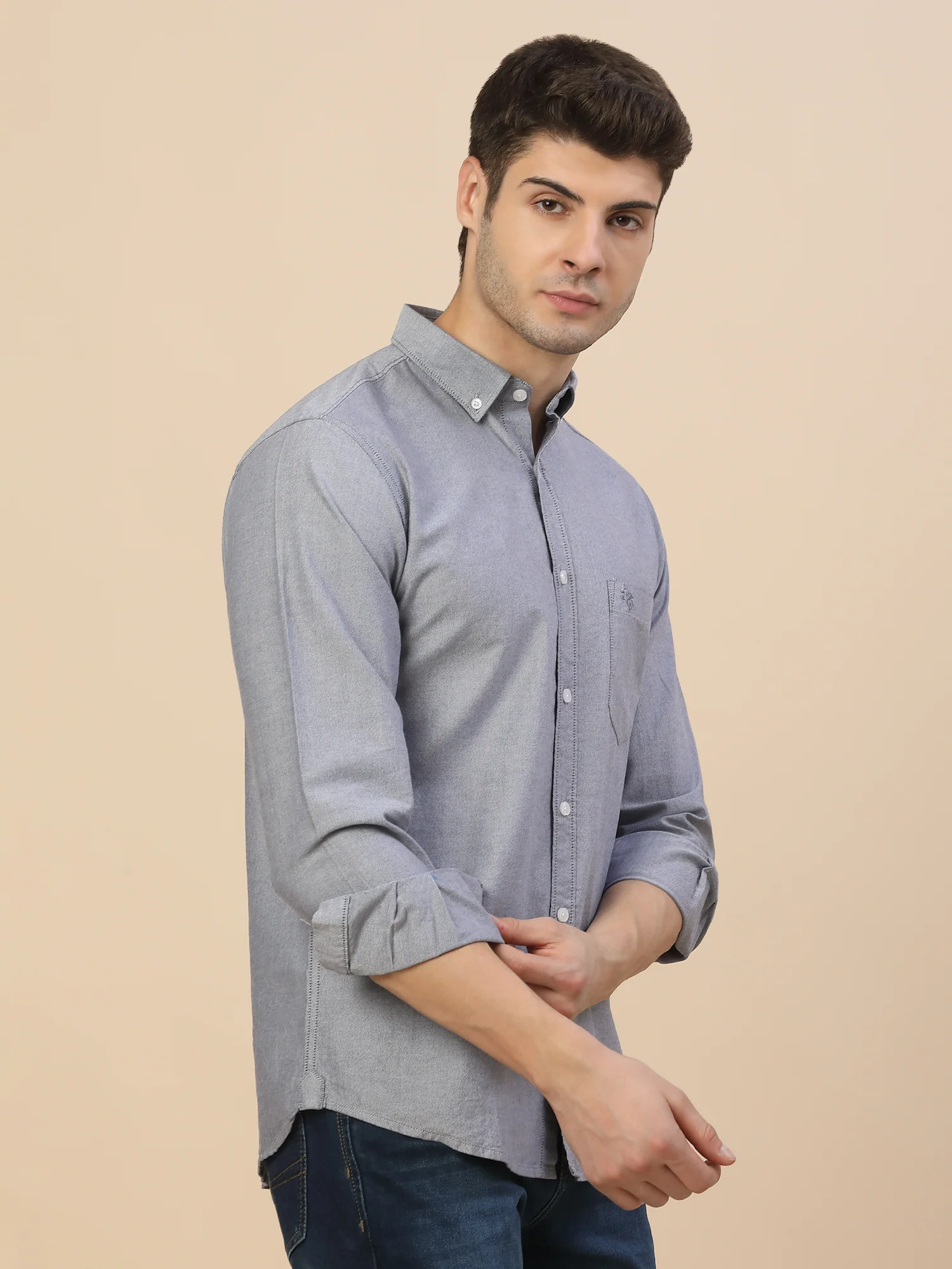 Casual Shirt for Men | Breathable & Soft with Color Fastness Regular Fit Spread Collar Neck Cotton Fabric Solid Pattern - Image 4