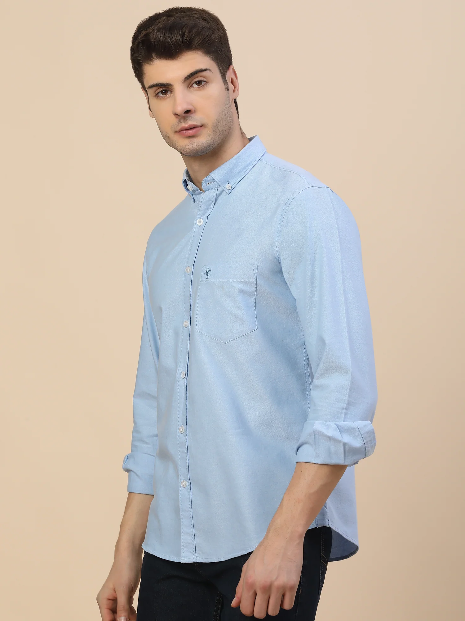 Casual Shirt for Men | Breathable & Soft with Color Fastness Regular Fit Spread Collar Neck Cotton Fabric Solid Pattern - Image 3