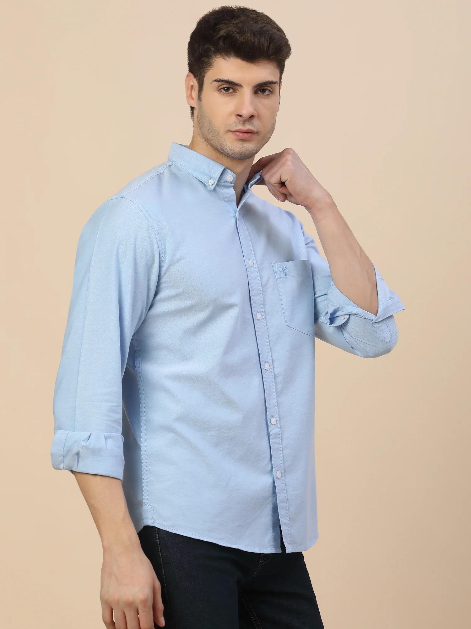 Casual Shirt for Men | Breathable & Soft with Color Fastness Regular Fit Spread Collar Neck Cotton Fabric Solid Pattern - Image 4