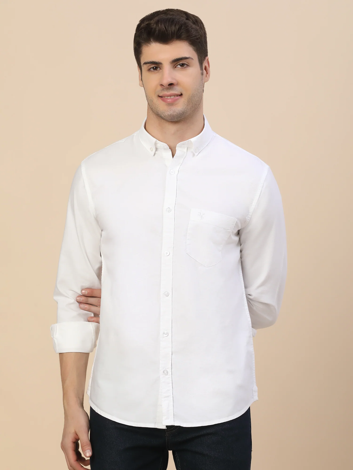 Casual Shirt for Men | Breathable & Soft with Color Fastness Regular Fit Spread Collar Neck Cotton Fabric Solid Pattern - Image 2