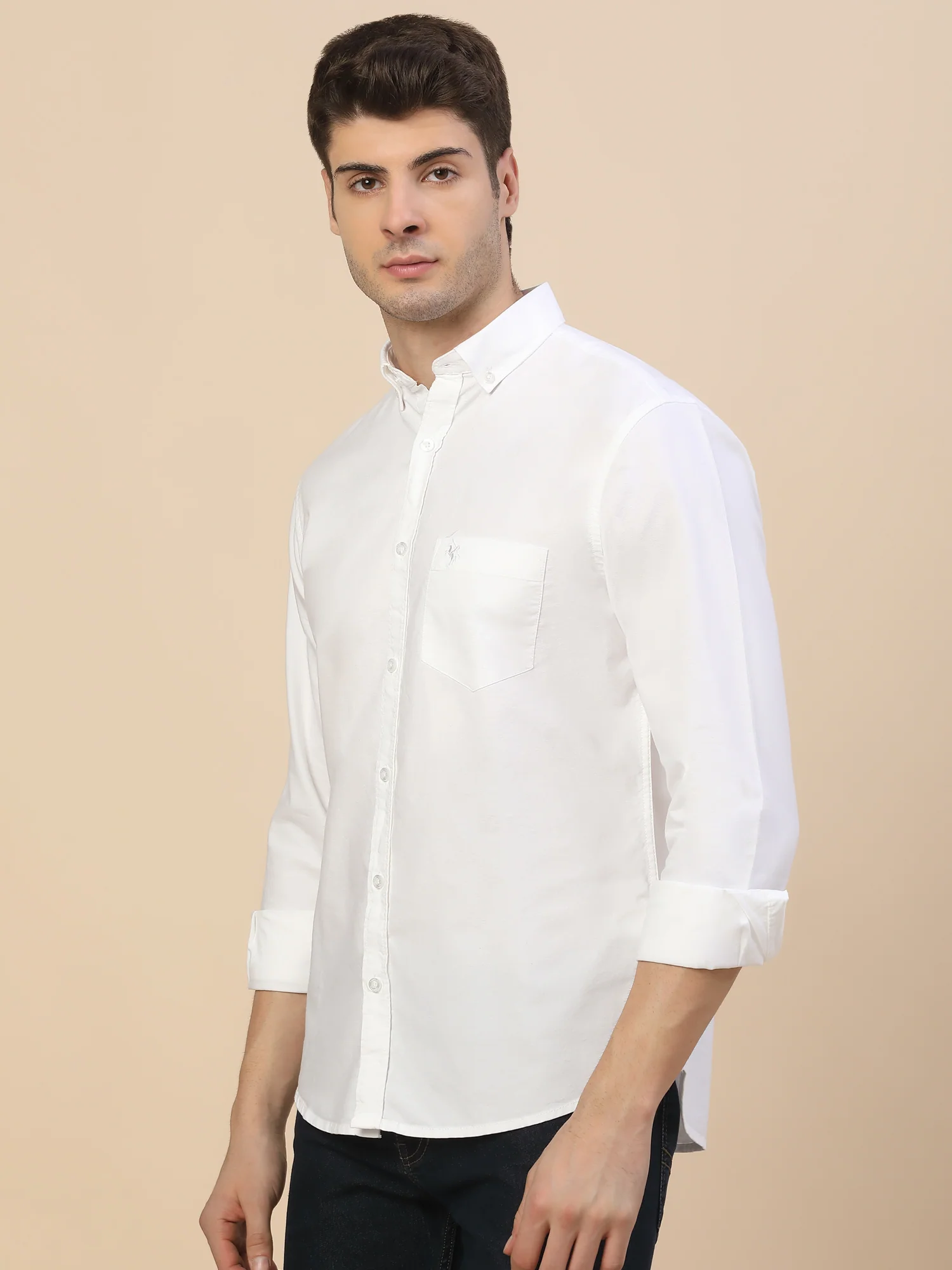Casual Shirt for Men | Breathable & Soft with Color Fastness Regular Fit Spread Collar Neck Cotton Fabric Solid Pattern - Image 3