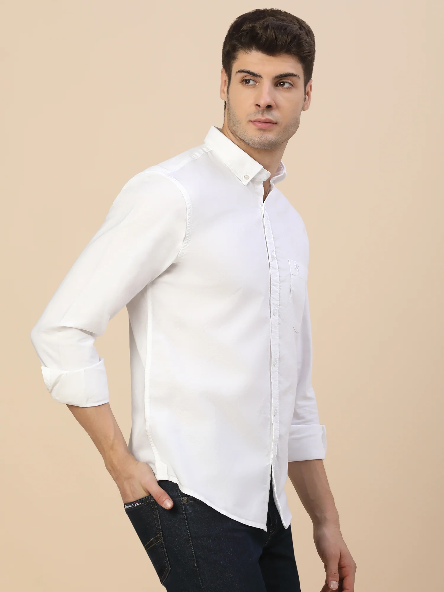 Casual Shirt for Men | Breathable & Soft with Color Fastness Regular Fit Spread Collar Neck Cotton Fabric Solid Pattern - Image 4