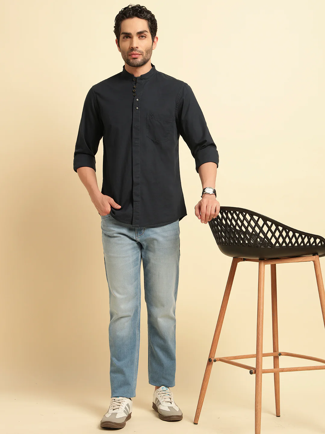 Casual Shirt for Men | Breathable & Soft with Color Fastness Regular Fit Spread Collar Neck Cotton Fabric Solid Pattern - Image 8