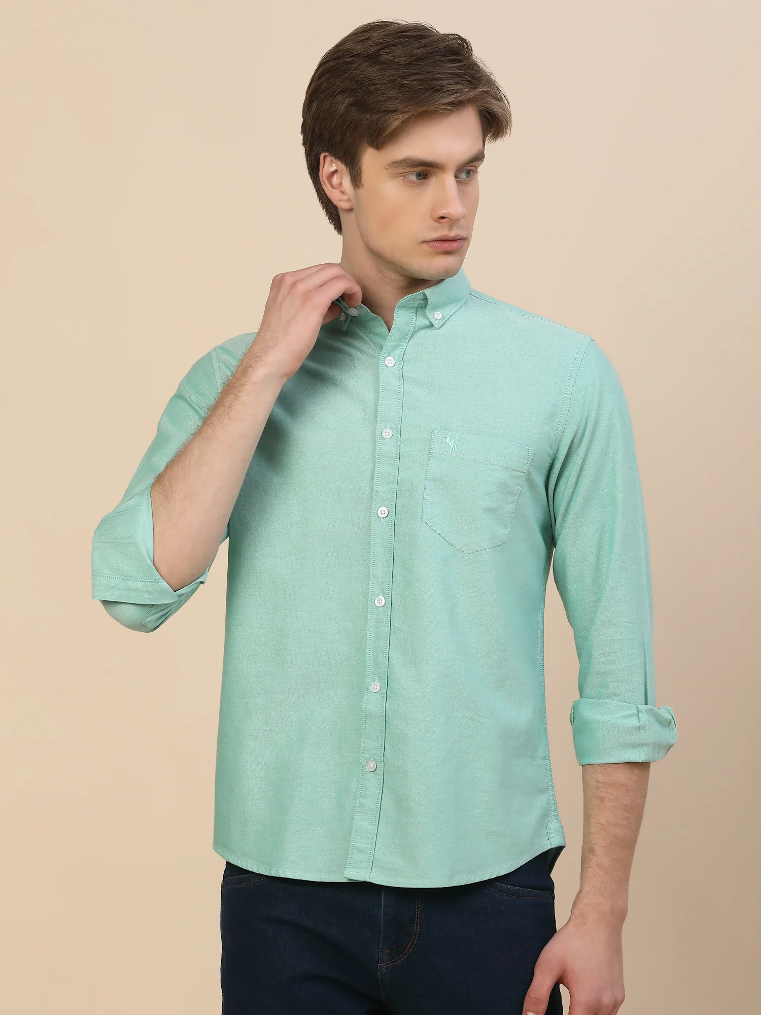 Casual Shirt for Men | Breathable & Soft with Color Fastness Regular Fit Spread Collar Neck Cotton Fabric Solid Pattern - Image 2