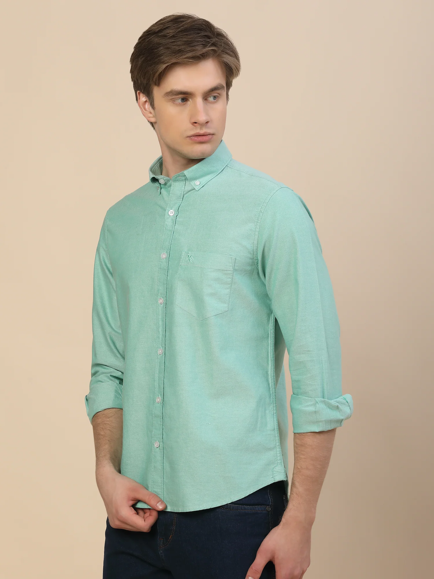 Casual Shirt for Men | Breathable & Soft with Color Fastness Regular Fit Spread Collar Neck Cotton Fabric Solid Pattern - Image 3