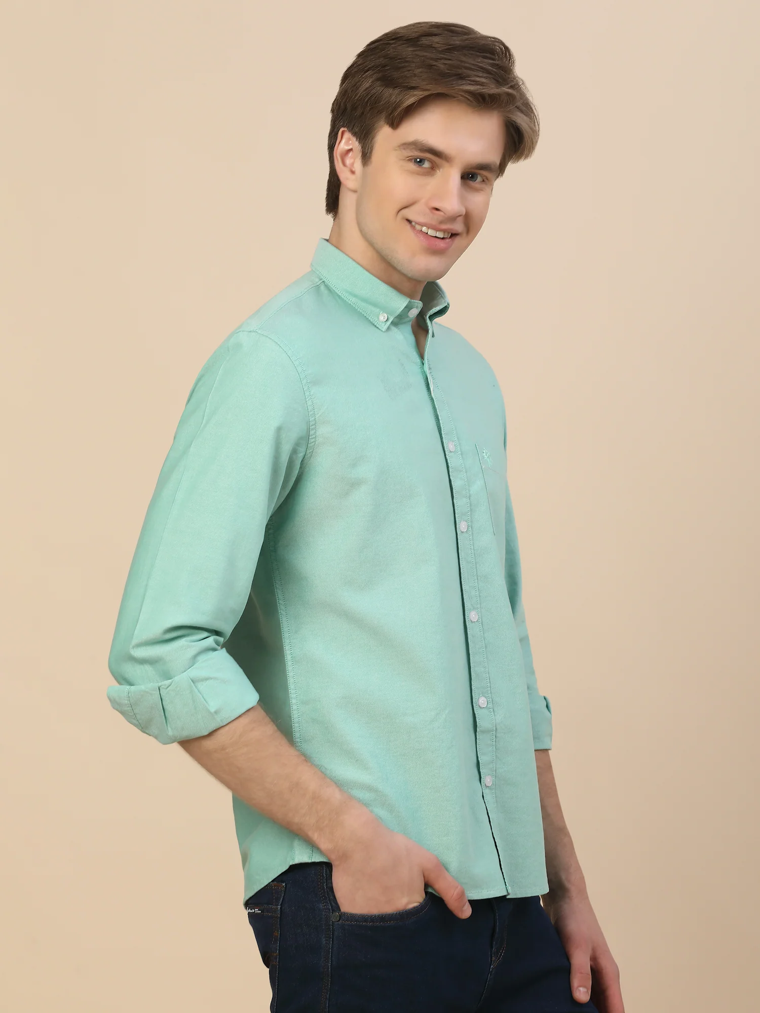 Casual Shirt for Men | Breathable & Soft with Color Fastness Regular Fit Spread Collar Neck Cotton Fabric Solid Pattern - Image 4