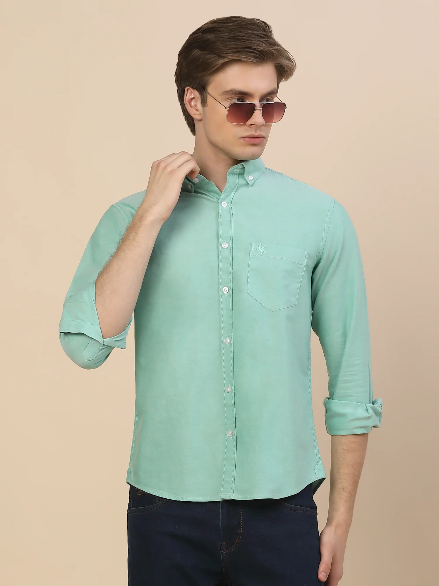 Casual Shirt for Men | Breathable & Soft with Color Fastness Regular Fit Spread Collar Neck Cotton Fabric Solid Pattern - Image 6