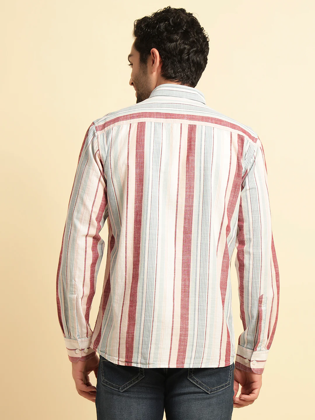 Casual Shirt for Men | Breathable & Soft with Color Fastness Regular Fit Spread Collar Neck Cotton Fabric Striped Pattern - Image 7