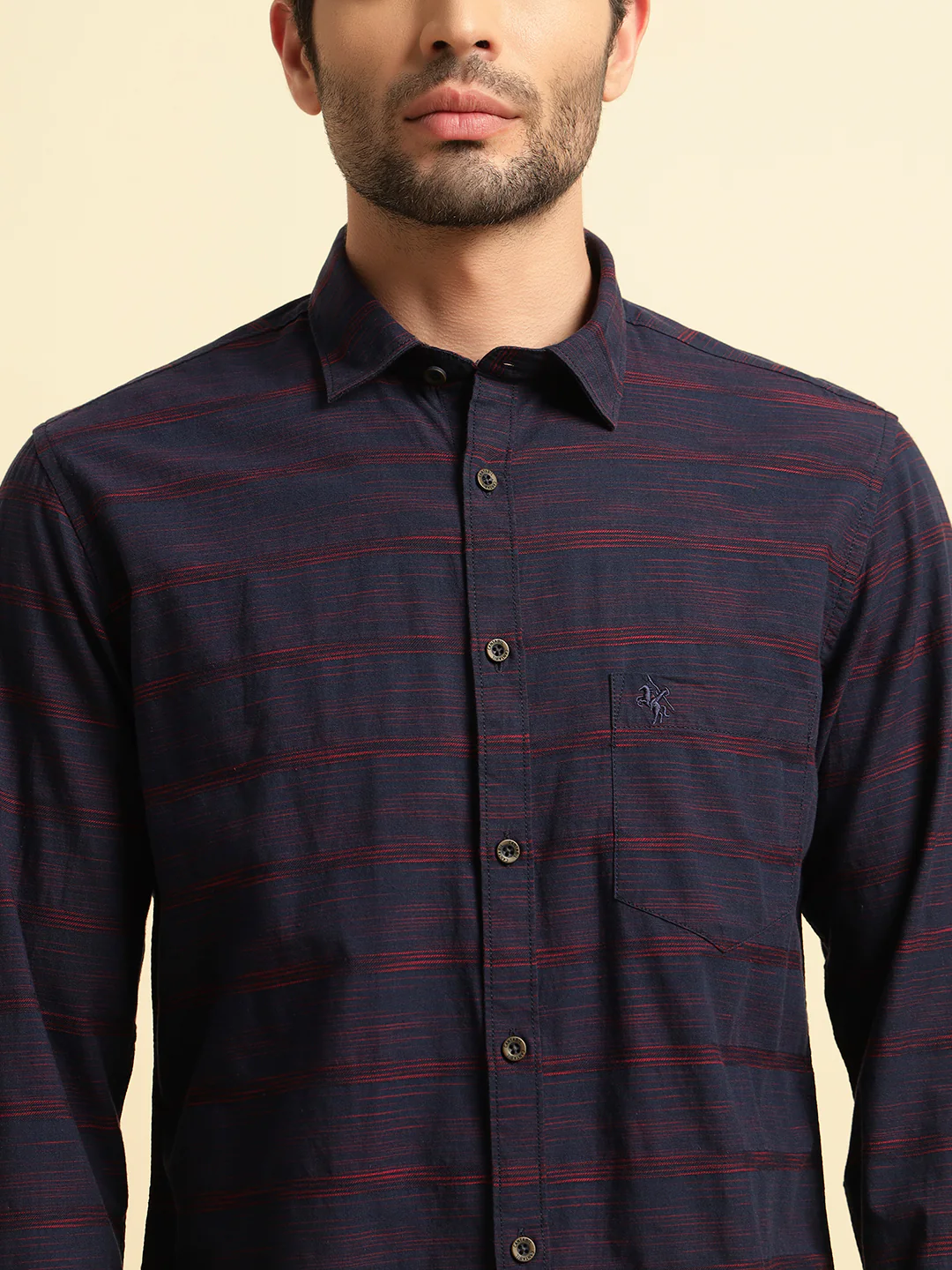 Casual Shirt for Men | Breathable & Soft with Color Fastness Regular Fit Spread Collar Neck Cotton Fabric Striped Pattern - Image 5