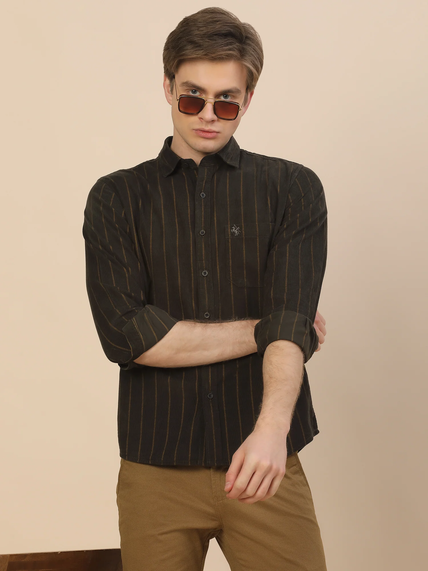 Casual Shirt for Men | Breathable & Soft with Color Fastness Regular Fit Spread Collar Neck Cotton Fabric Striped Pattern
