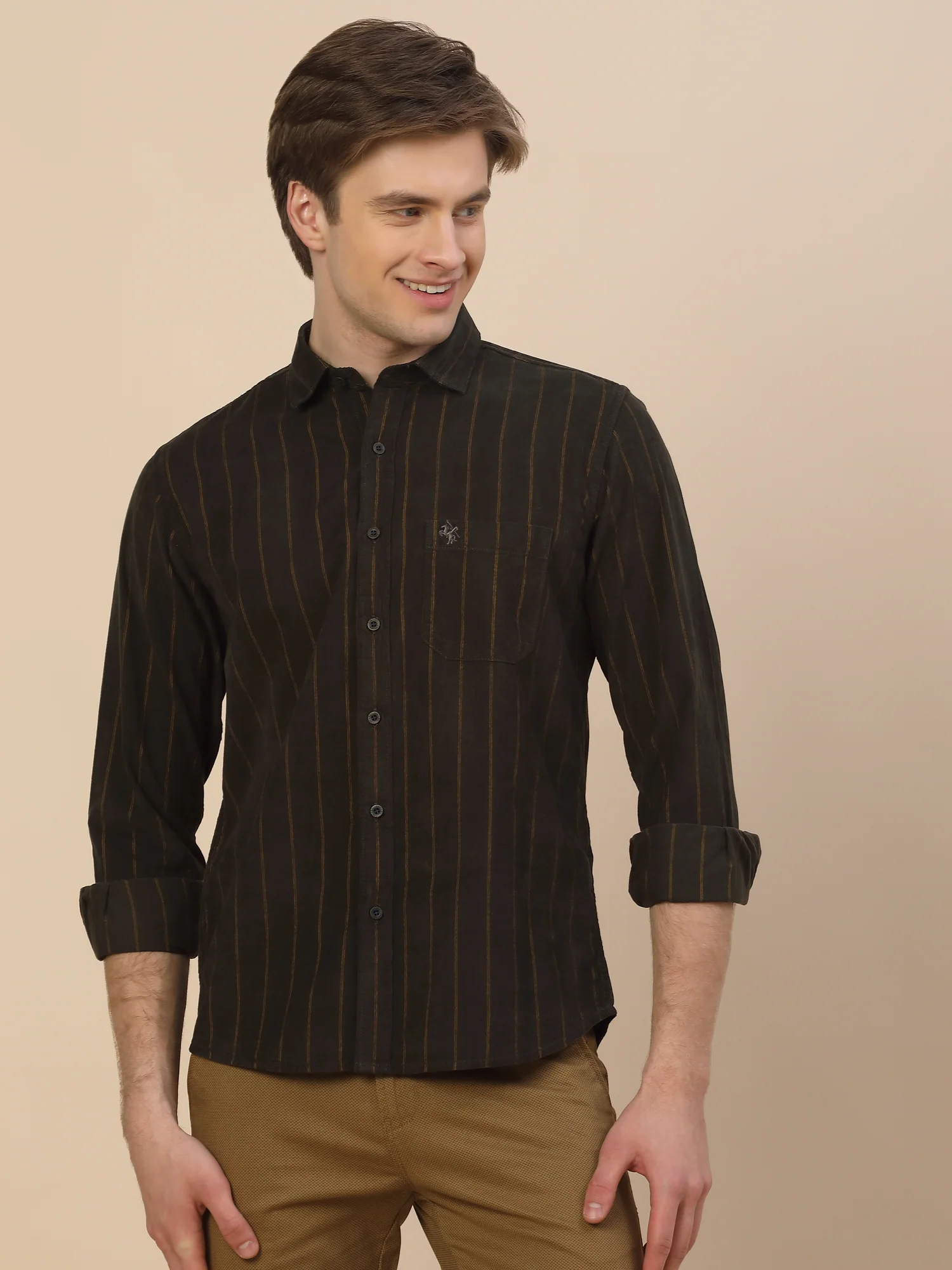 Casual Shirt for Men | Breathable & Soft with Color Fastness Regular Fit Spread Collar Neck Cotton Fabric Striped Pattern - Image 2