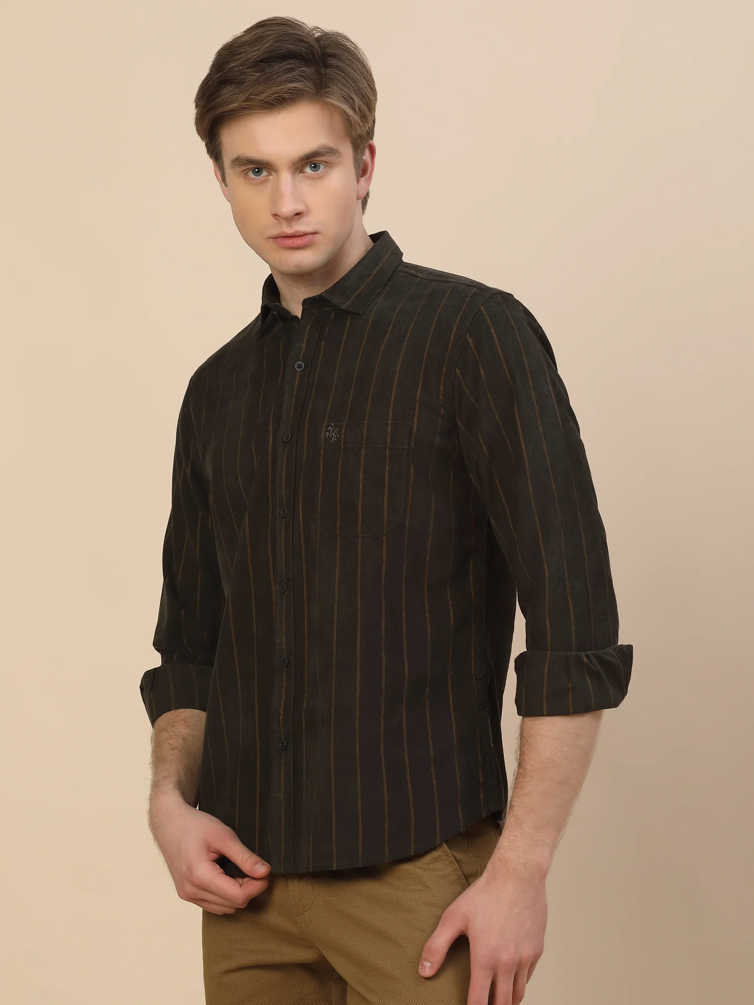 Casual Shirt for Men | Breathable & Soft with Color Fastness Regular Fit Spread Collar Neck Cotton Fabric Striped Pattern - Image 3