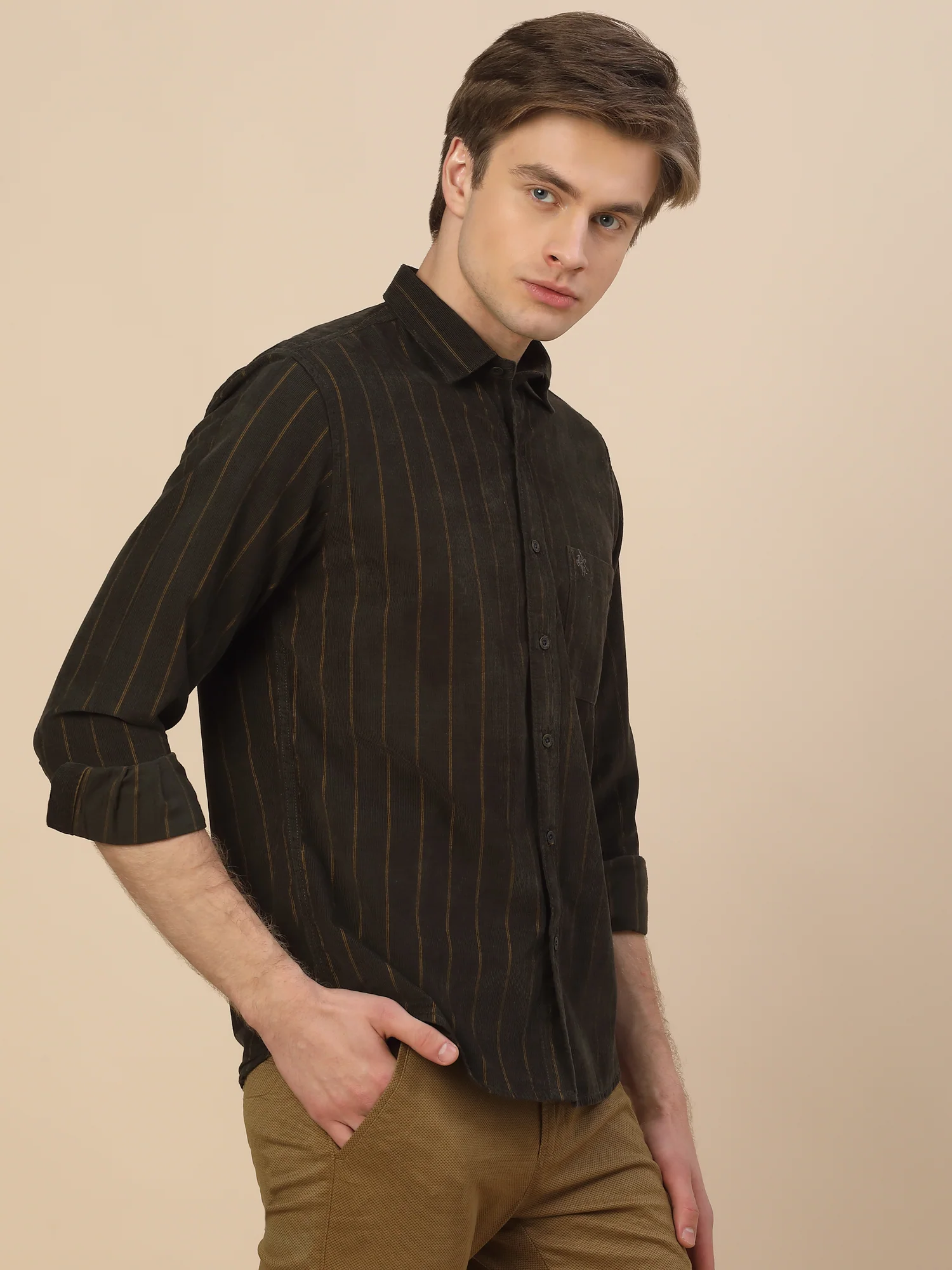 Casual Shirt for Men | Breathable & Soft with Color Fastness Regular Fit Spread Collar Neck Cotton Fabric Striped Pattern - Image 4