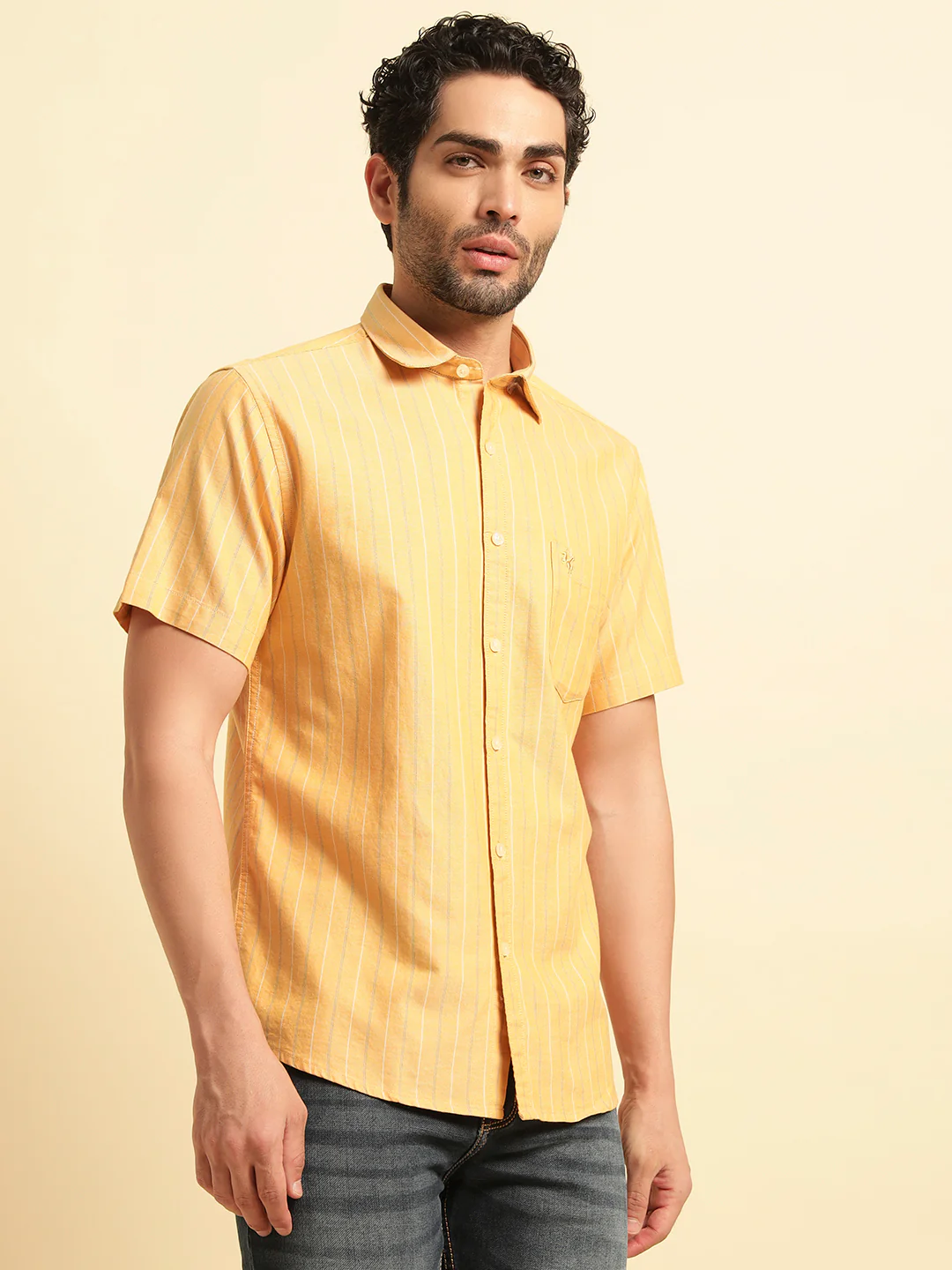 Casual Shirt for Men | Breathable & Soft with Color Fastness Regular Fit Spread Collar Neck Cotton Fabric Striped Pattern - Image 3