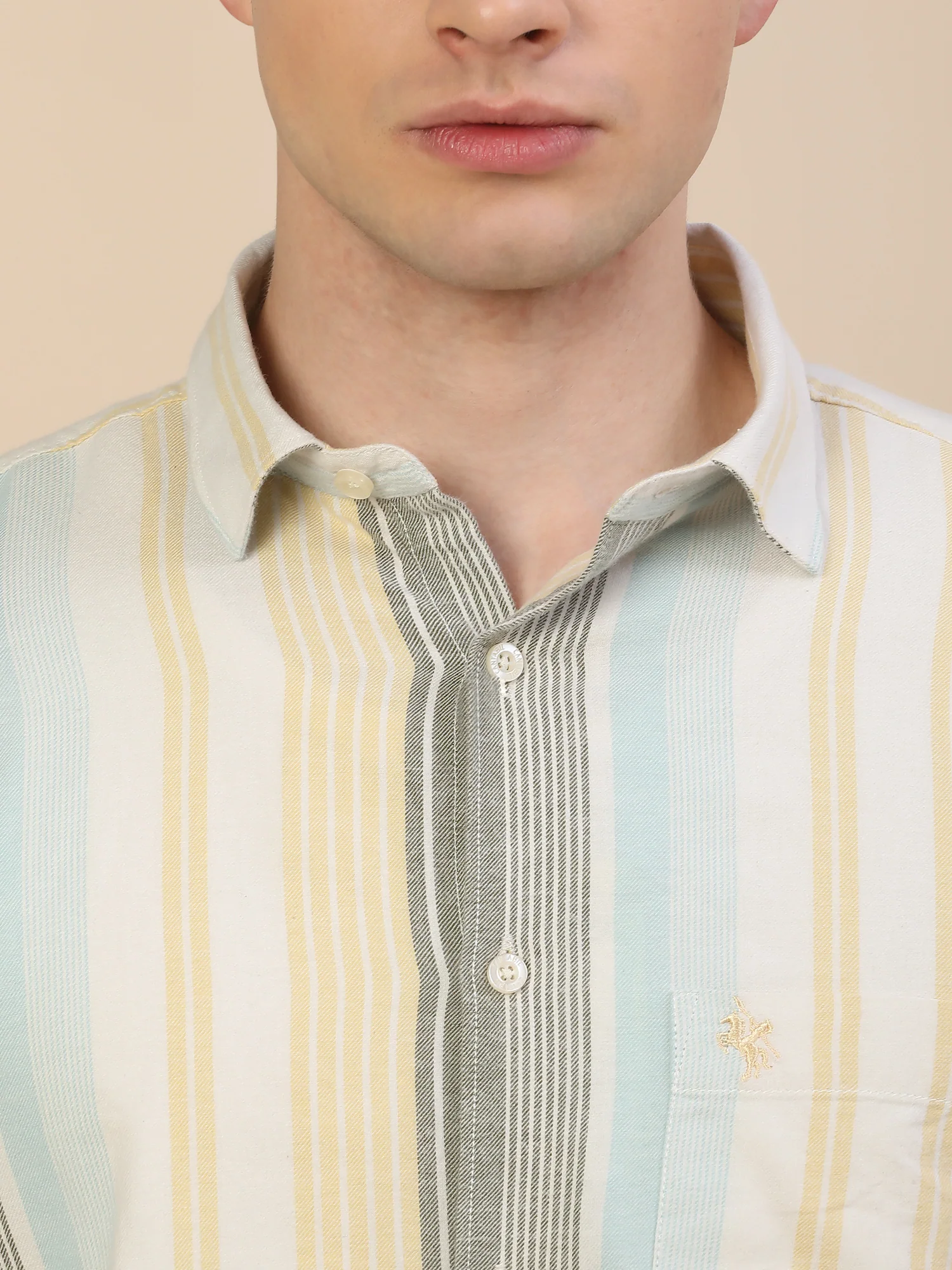 Casual Shirt for Men | Breathable & Soft with Color Fastness Regular Fit Spread Collar Neck Cotton Fabric Striped Pattern - Image 5