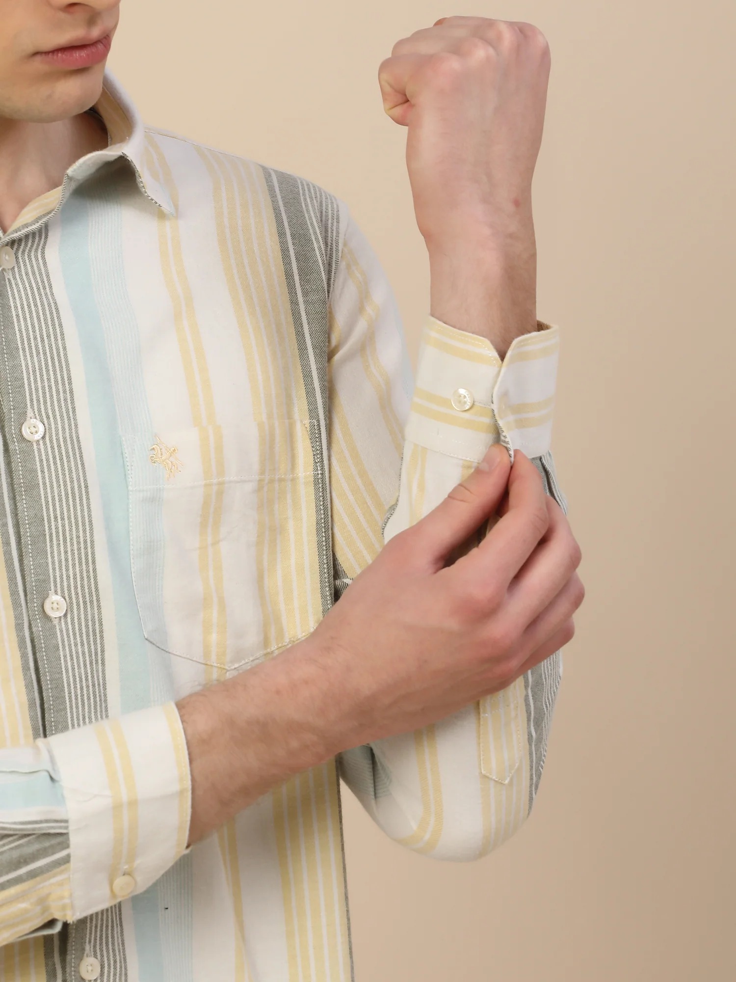 Casual Shirt for Men | Breathable & Soft with Color Fastness Regular Fit Spread Collar Neck Cotton Fabric Striped Pattern - Image 6