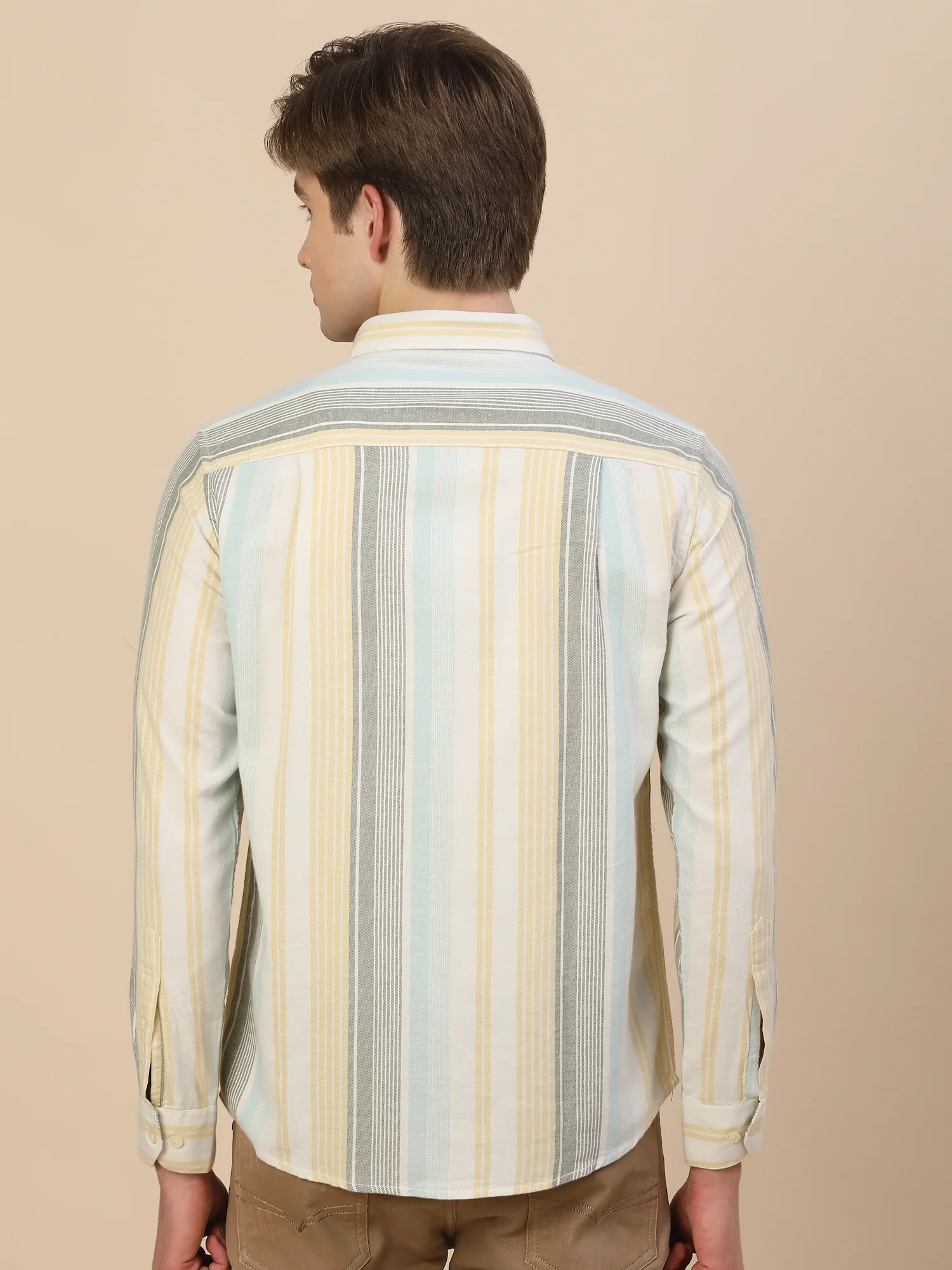 Casual Shirt for Men | Breathable & Soft with Color Fastness Regular Fit Spread Collar Neck Cotton Fabric Striped Pattern - Image 7