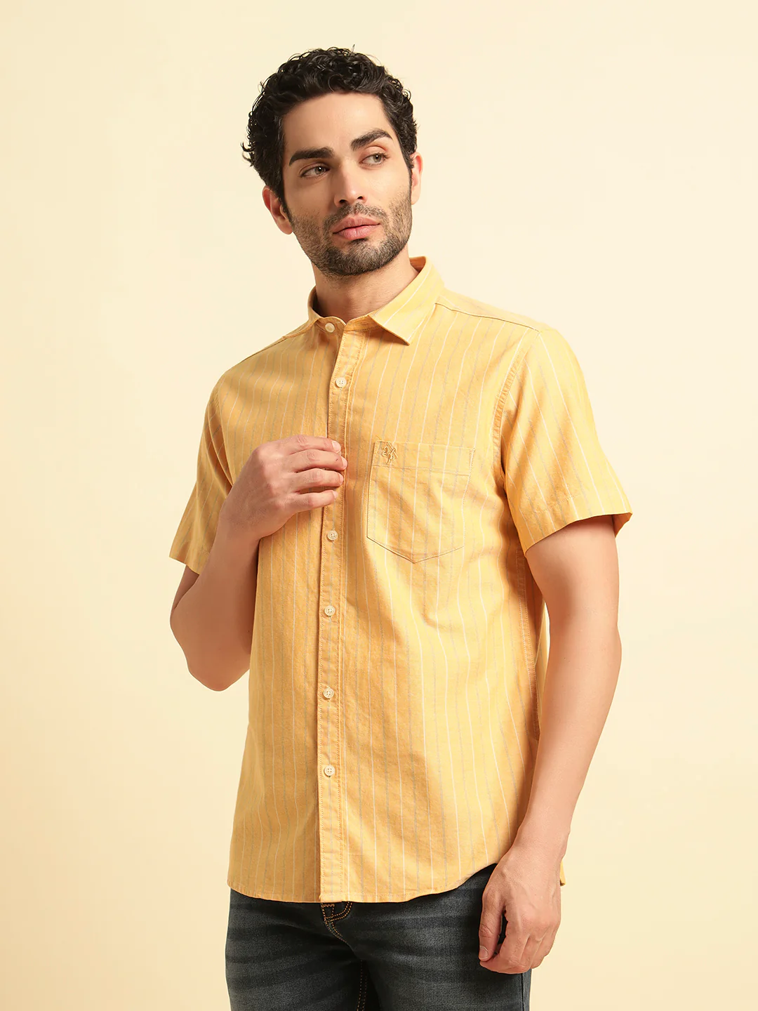 Casual Shirt for Men | Breathable & Soft with Color Fastness Regular Fit Spread Collar Neck Cotton Fabric Striped Pattern - Image 4