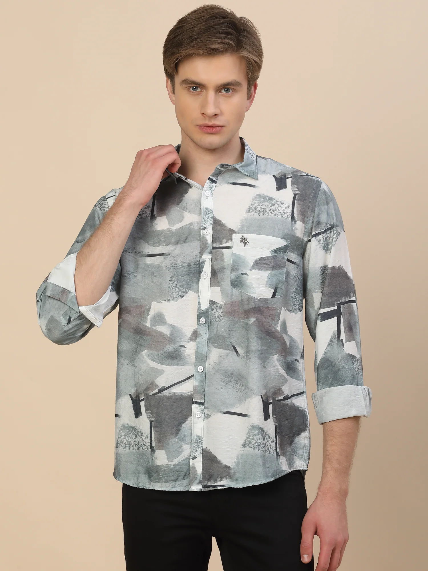 Casual Shirt for Men | Breathable & Soft with Color Fastness Regular Fit Spread Collar Neck Nylon Fabric Printed Pattern - Image 2