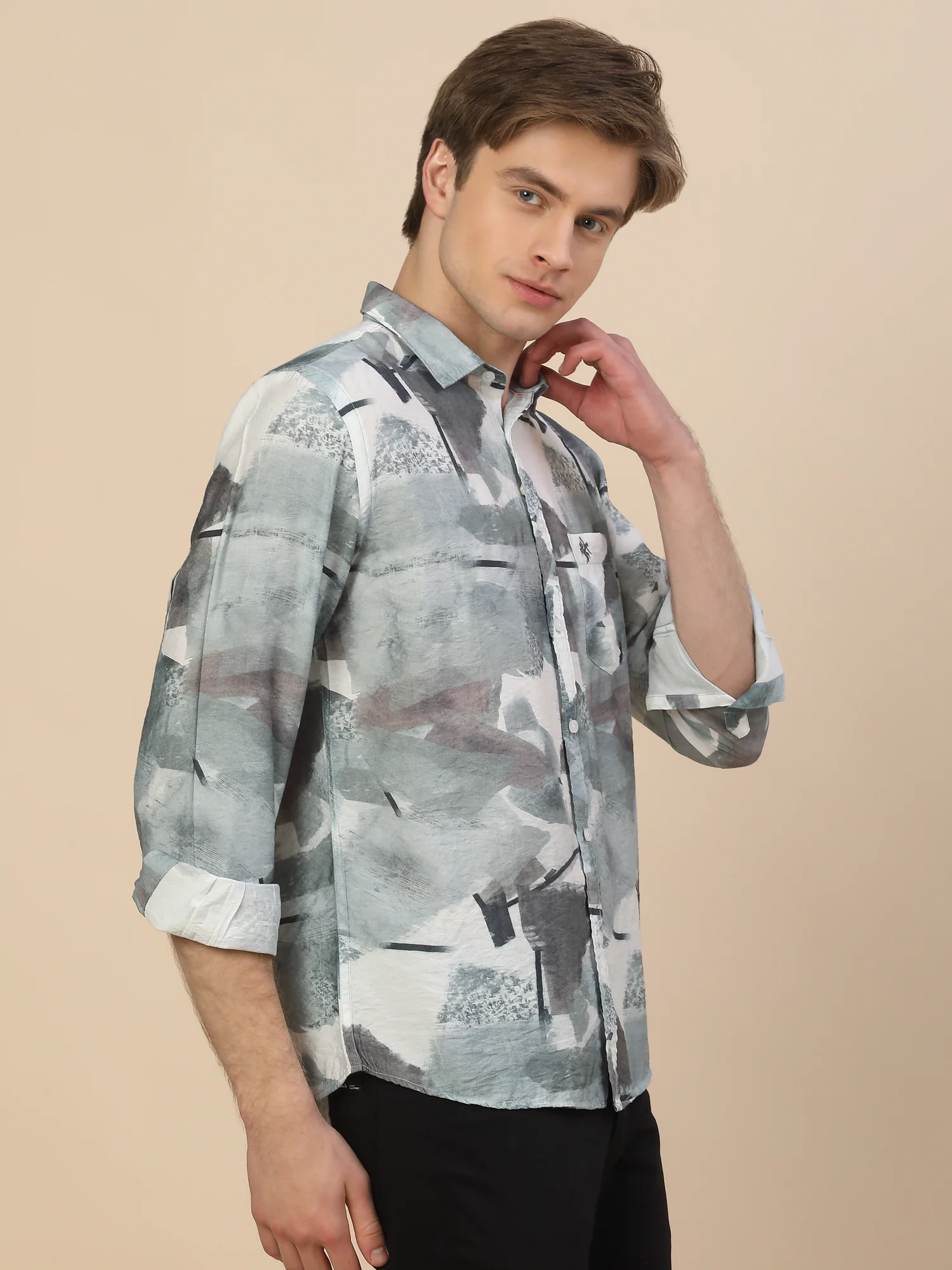 Casual Shirt for Men | Breathable & Soft with Color Fastness Regular Fit Spread Collar Neck Nylon Fabric Printed Pattern - Image 4