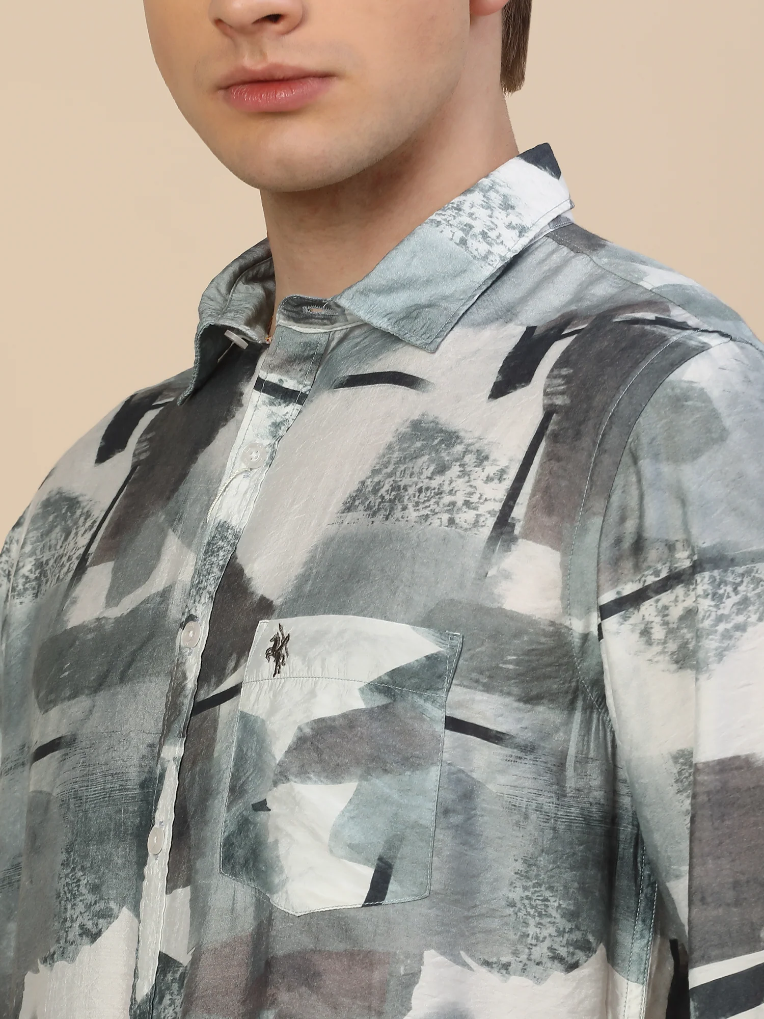 Casual Shirt for Men | Breathable & Soft with Color Fastness Regular Fit Spread Collar Neck Nylon Fabric Printed Pattern - Image 5