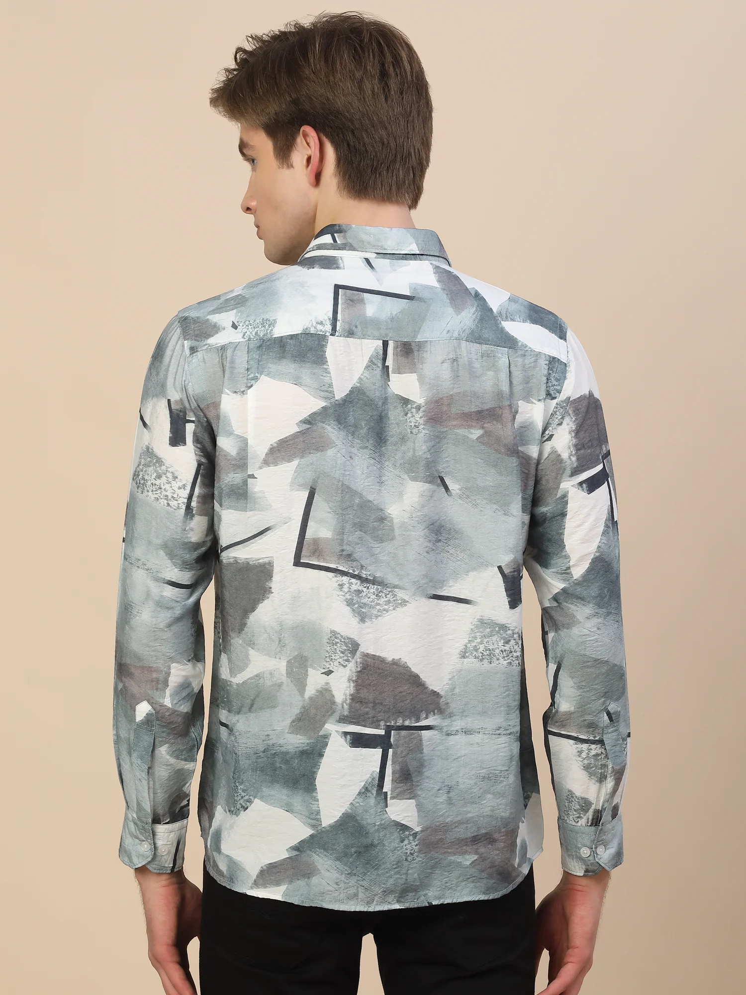 Casual Shirt for Men | Breathable & Soft with Color Fastness Regular Fit Spread Collar Neck Nylon Fabric Printed Pattern - Image 7
