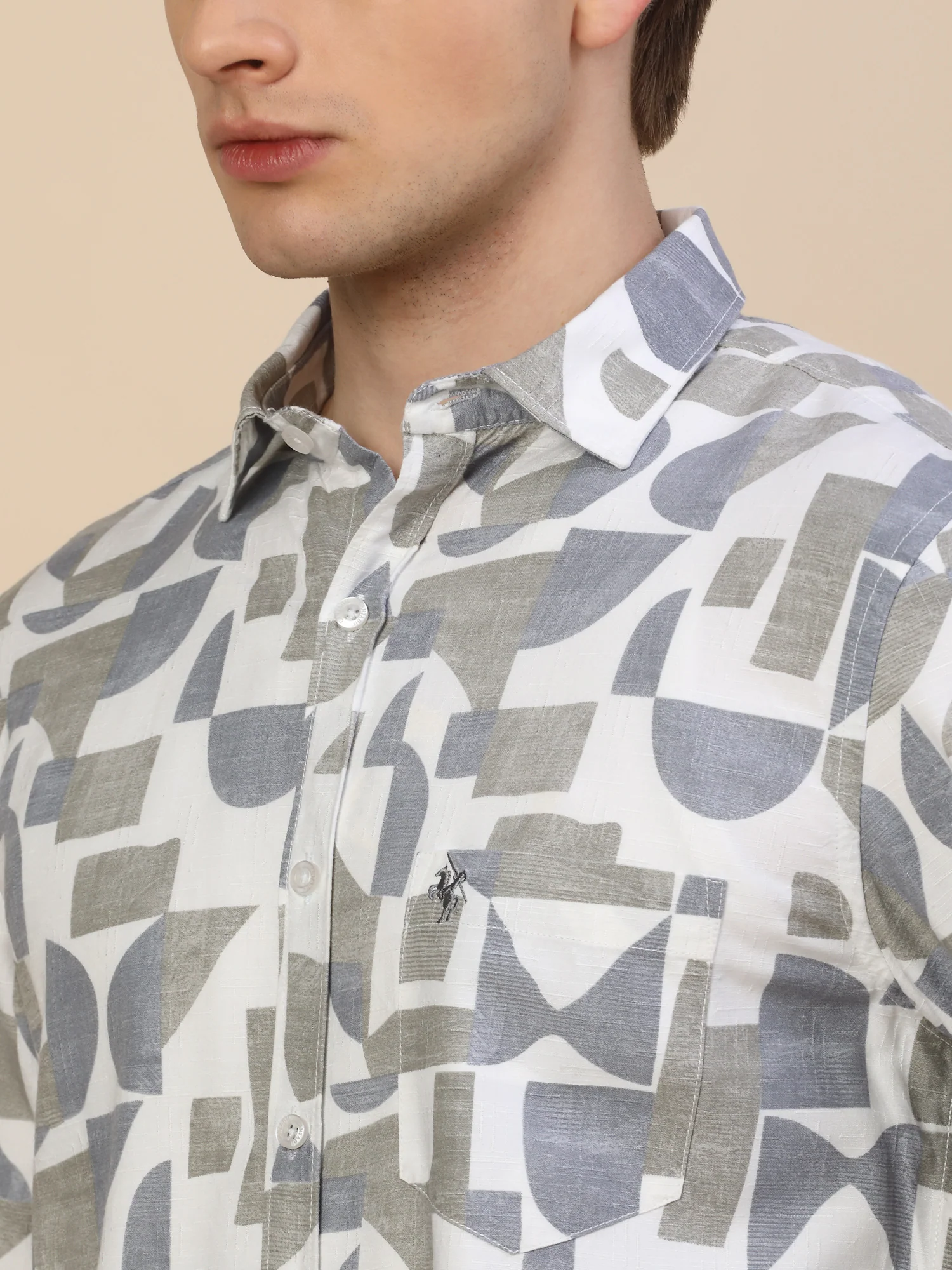 Casual Shirt for Men | Breathable & Soft with Color Fastness Regular Fit Spread Collar Neck Viscose Fabric Printed Pattern - Image 5