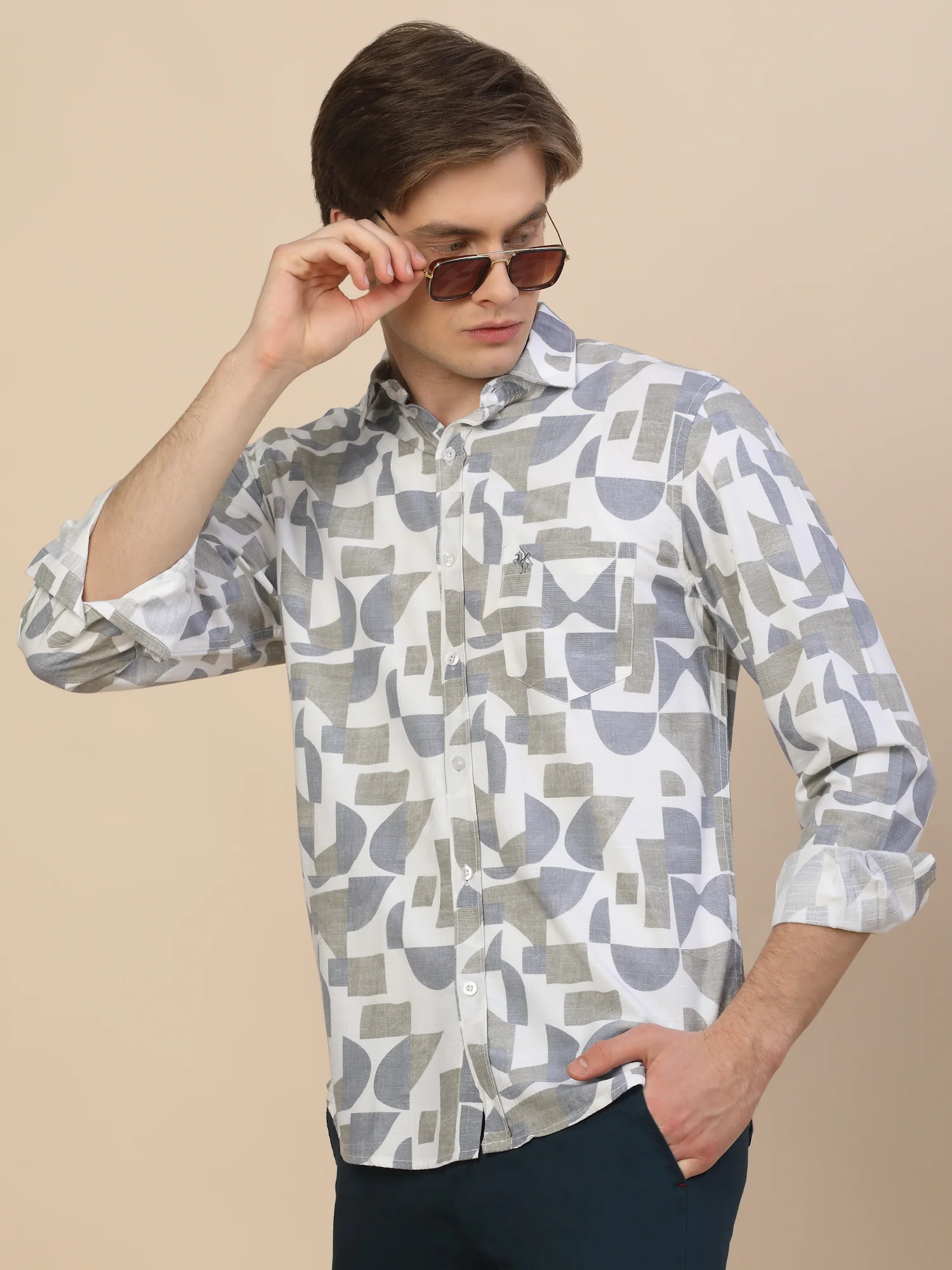 Casual Shirt for Men | Breathable & Soft with Color Fastness Regular Fit Spread Collar Neck Viscose Fabric Printed Pattern - Image 6