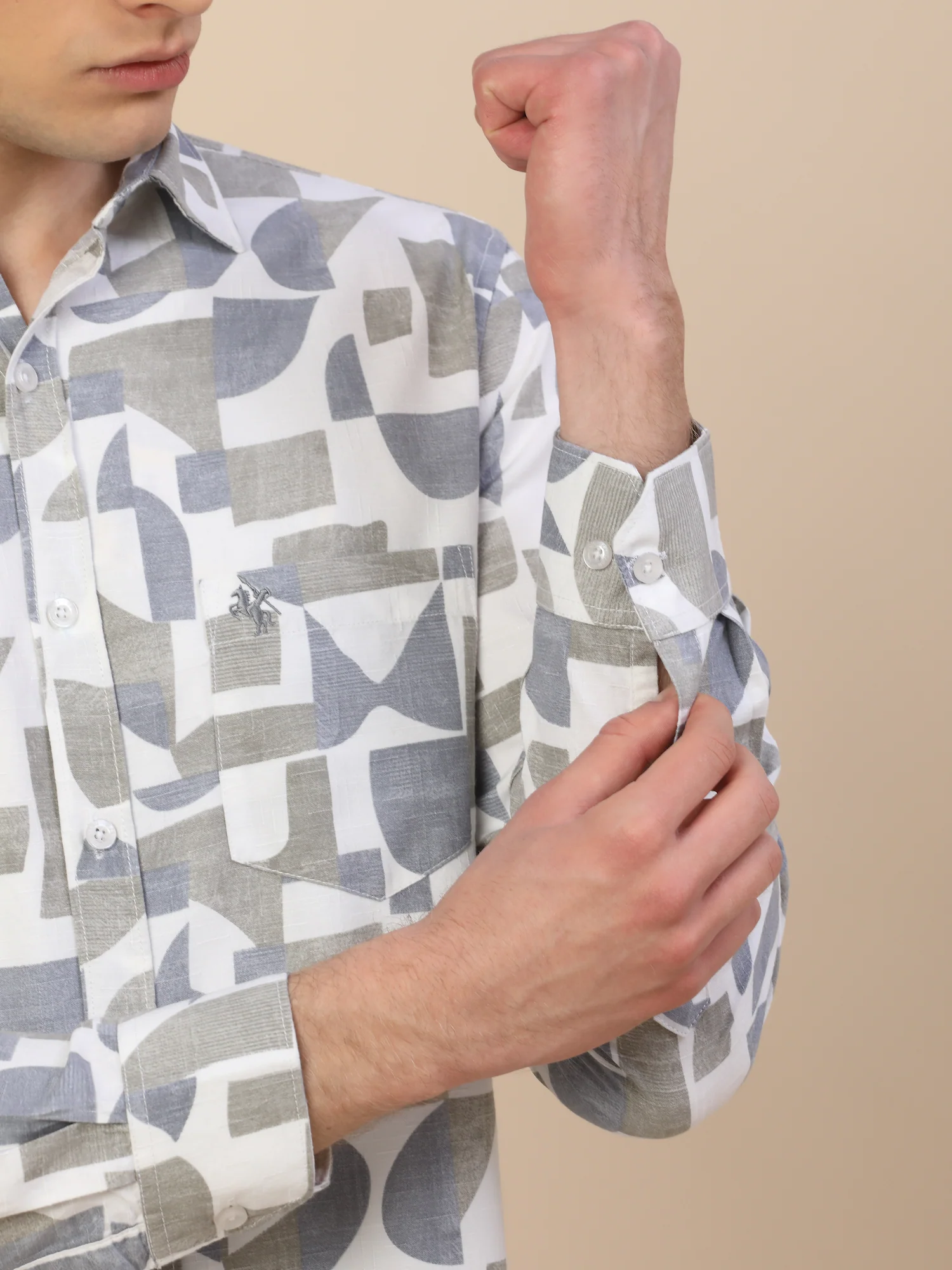Casual Shirt for Men | Breathable & Soft with Color Fastness Regular Fit Spread Collar Neck Viscose Fabric Printed Pattern - Image 7