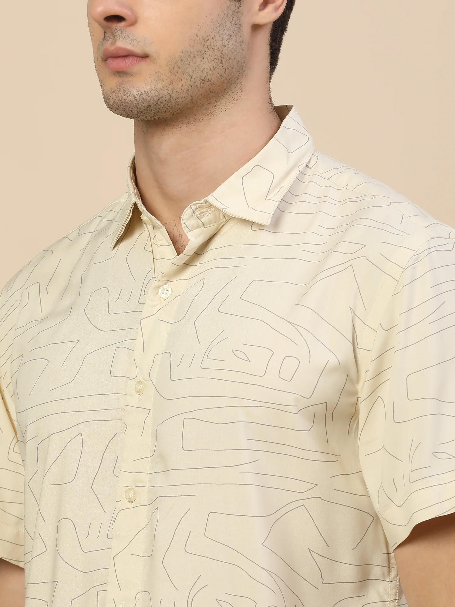 Casual Shirt for Men | Breathable & Soft with Color Fastness Regular Fit Spread Collar Neck Viscose Fabric Printed Pattern - Image 5