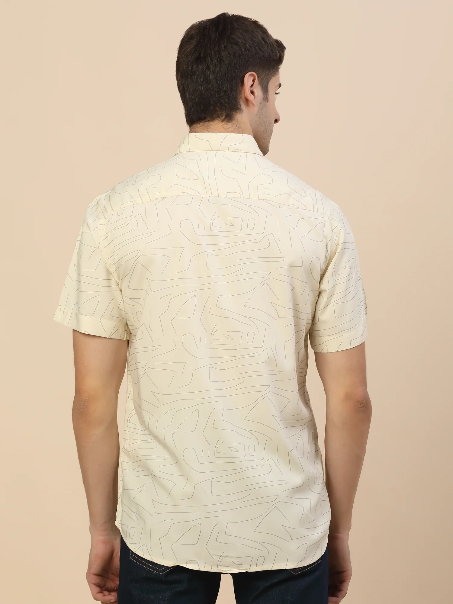 Casual Shirt for Men | Breathable & Soft with Color Fastness Regular Fit Spread Collar Neck Viscose Fabric Printed Pattern - Image 6