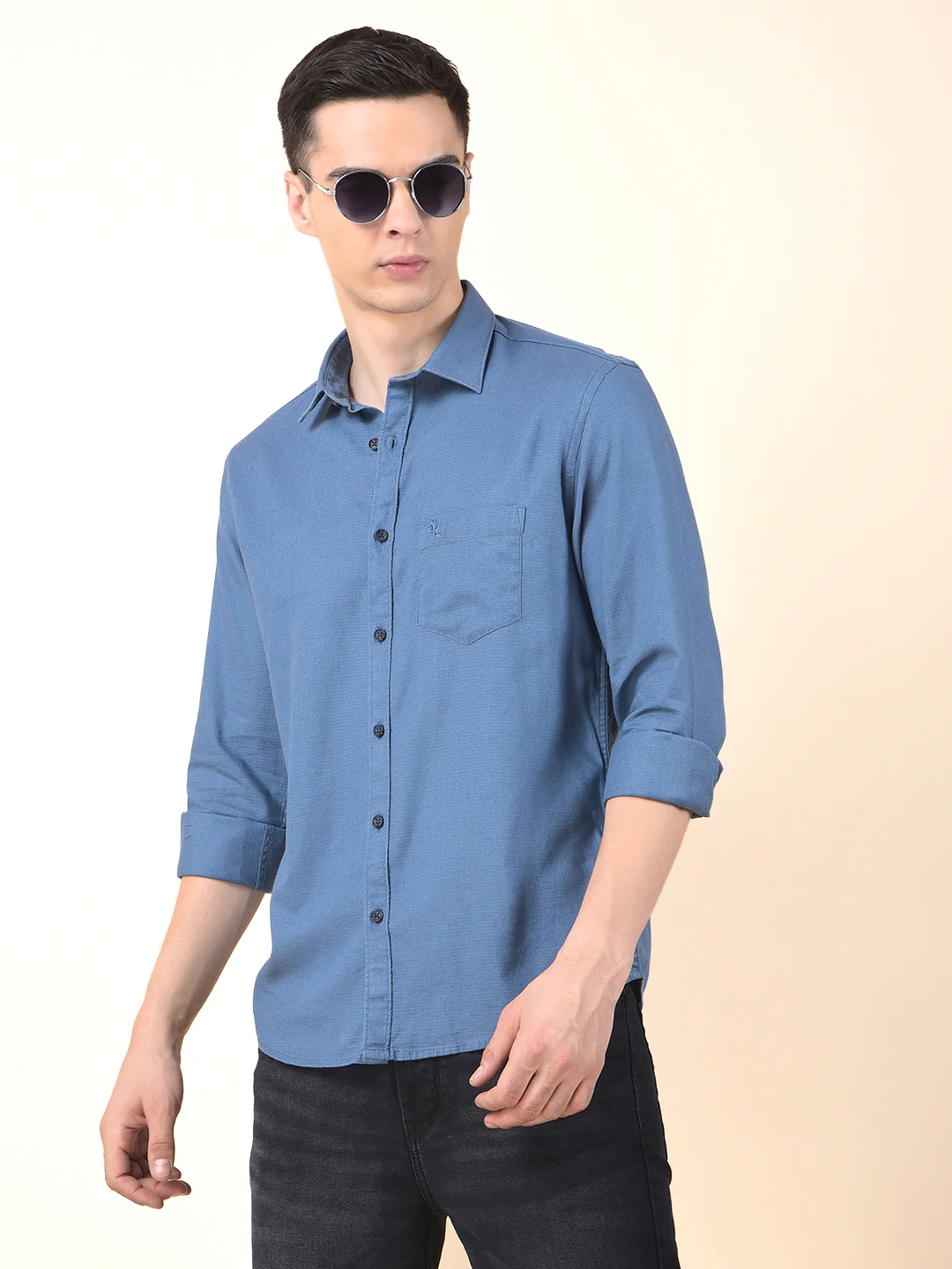 Casual Shirt for Men | Breathable & Soft with Color Fastness Slim Cotton Blend Fabric Self Design Pattern - Image 10