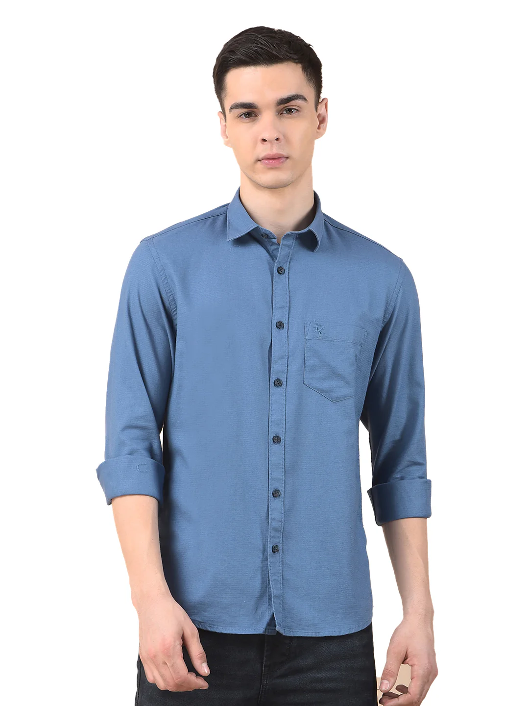 Casual Shirt for Men | Breathable & Soft with Color Fastness Slim Cotton Blend Fabric Self Design Pattern - Image 2