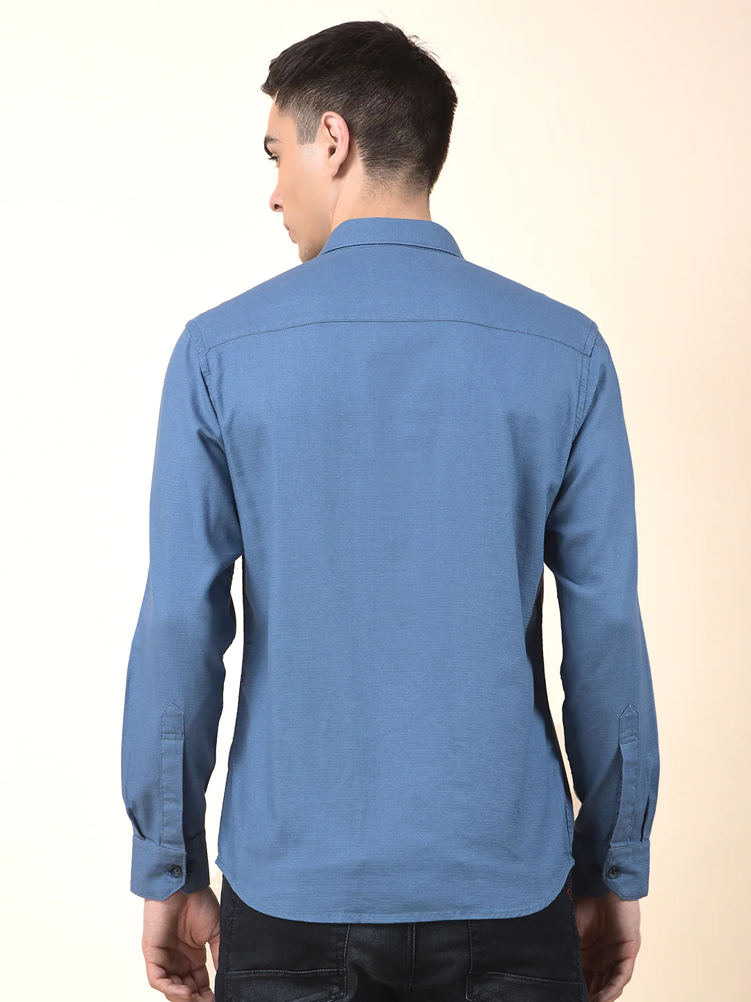 Casual Shirt for Men | Breathable & Soft with Color Fastness Slim Cotton Blend Fabric Self Design Pattern - Image 4