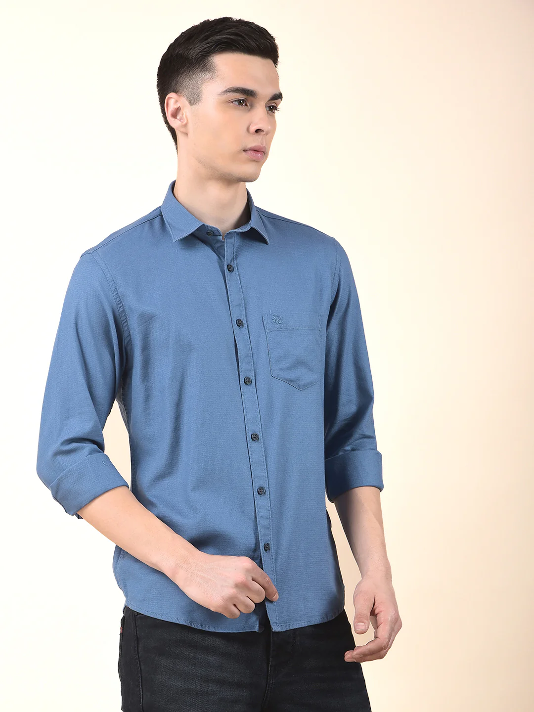 Casual Shirt for Men | Breathable & Soft with Color Fastness Slim Cotton Blend Fabric Self Design Pattern - Image 6