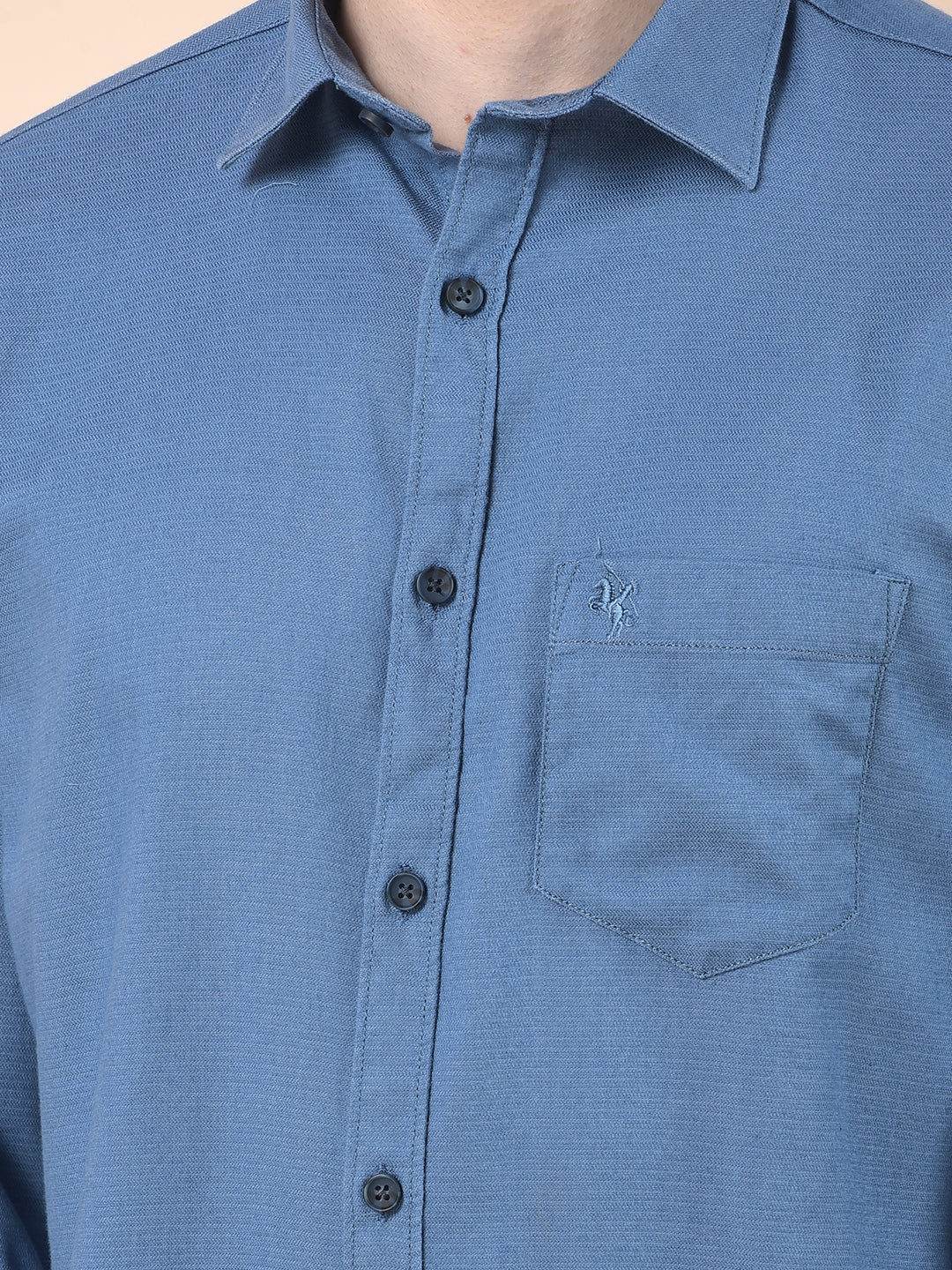 Casual Shirt for Men | Breathable & Soft with Color Fastness Slim Cotton Blend Fabric Self Design Pattern - Image 7