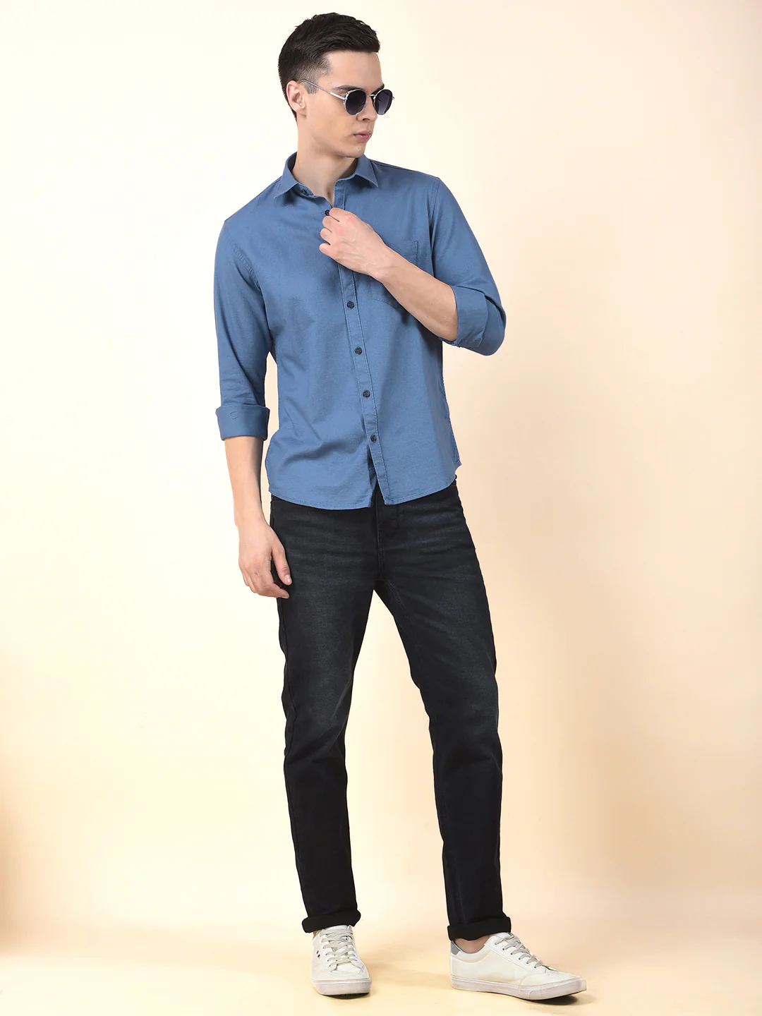 Casual Shirt for Men | Breathable & Soft with Color Fastness Slim Cotton Blend Fabric Self Design Pattern - Image 8