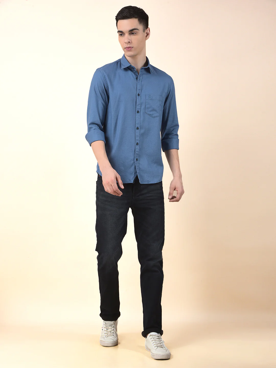 Casual Shirt for Men | Breathable & Soft with Color Fastness Slim Cotton Blend Fabric Self Design Pattern - Image 9