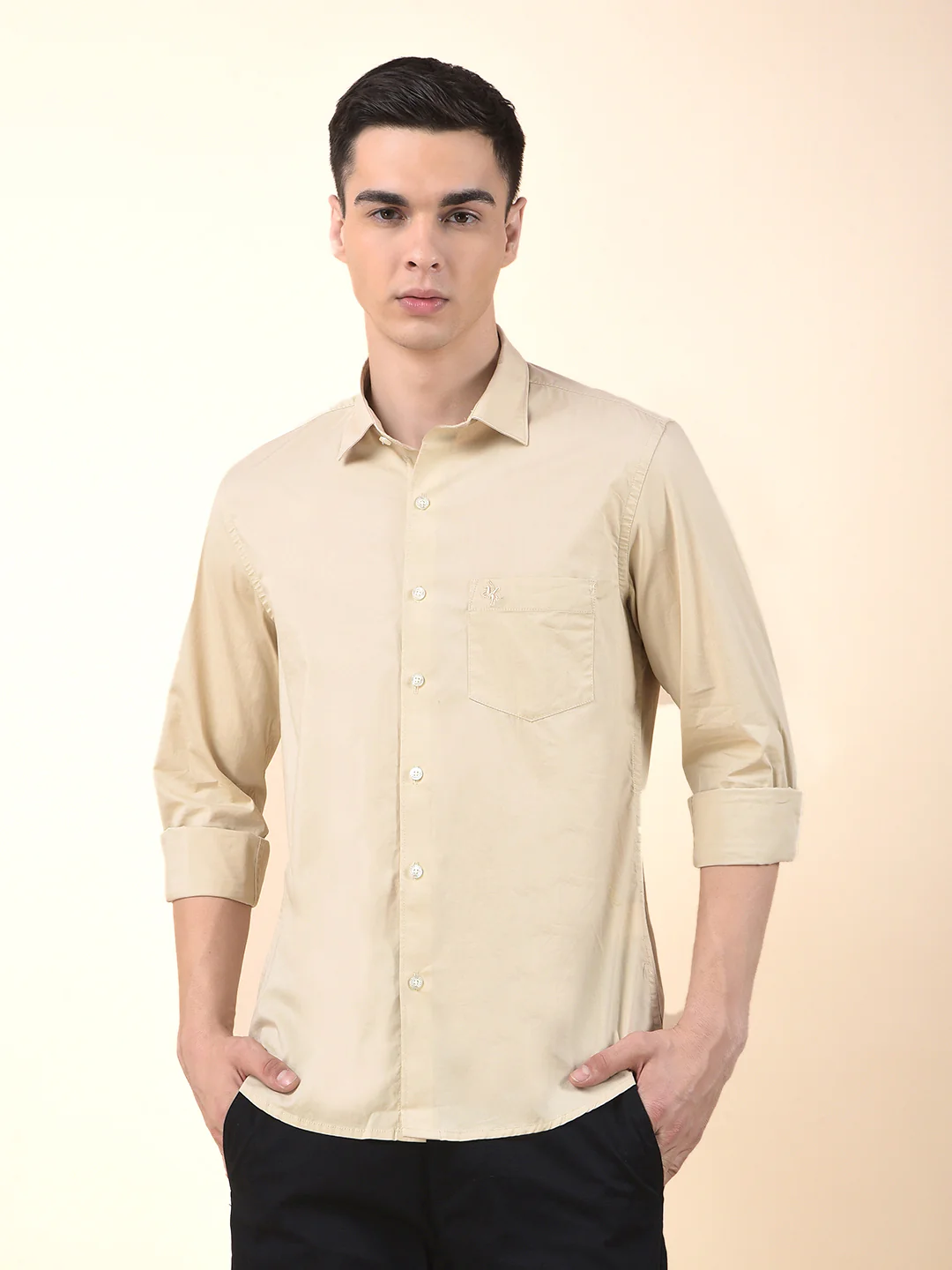Casual Shirt for Men | Breathable & Soft with Color Fastness Slim Cotton Blend Fabric Solid Pattern - Image 5