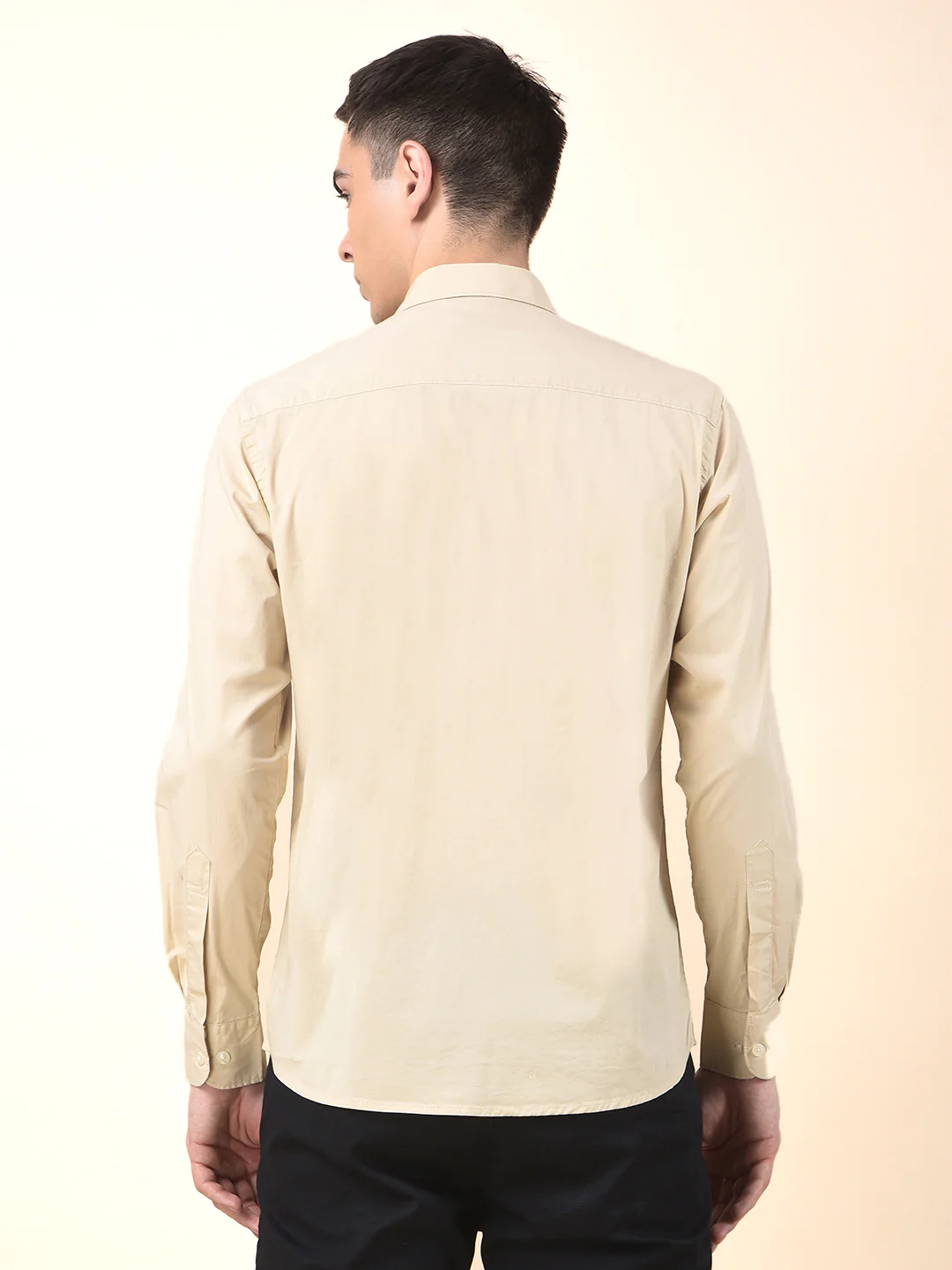 Casual Shirt for Men | Breathable & Soft with Color Fastness Slim Cotton Blend Fabric Solid Pattern - Image 6