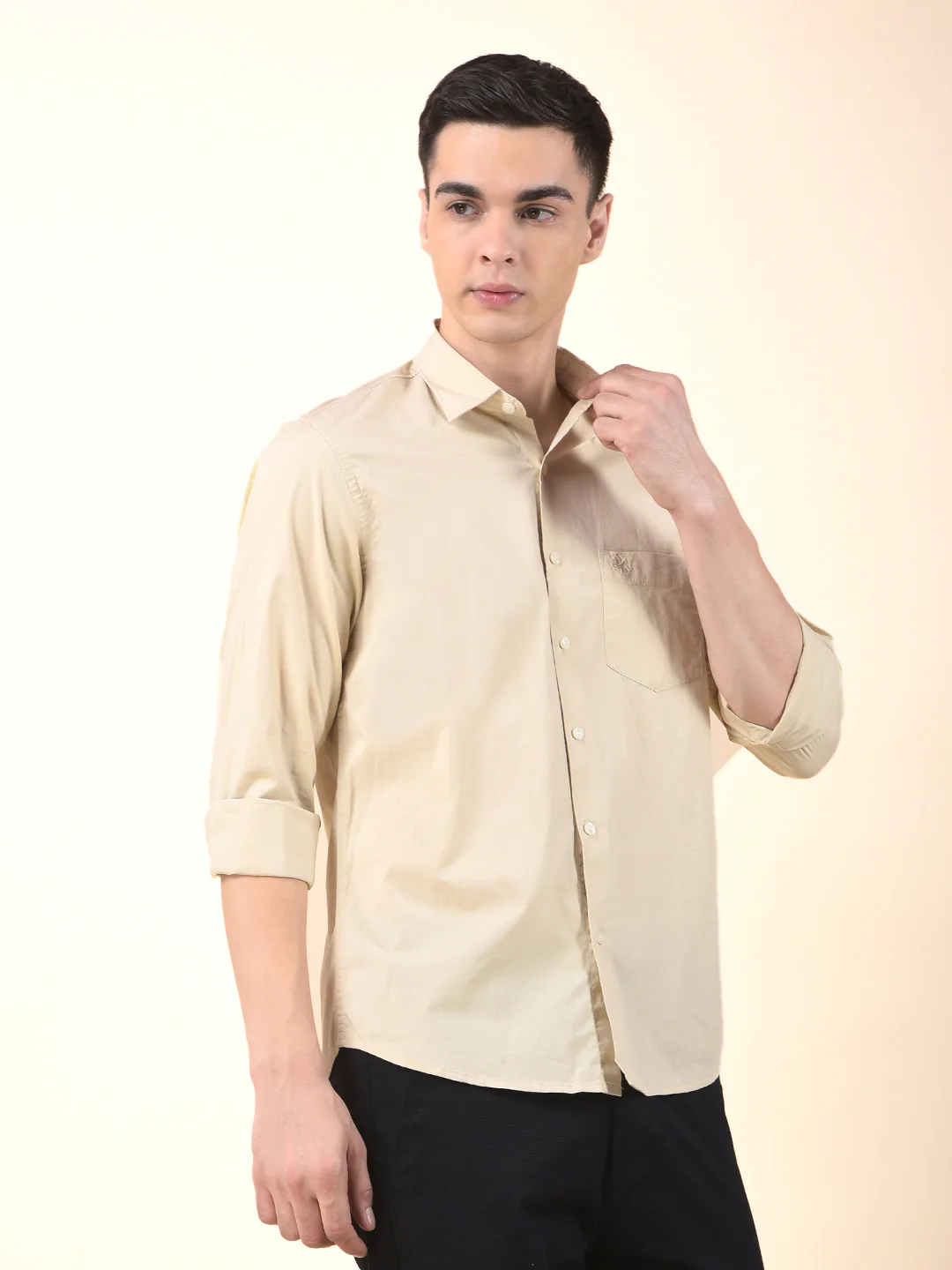 Casual Shirt for Men | Breathable & Soft with Color Fastness Slim Cotton Blend Fabric Solid Pattern - Image 7
