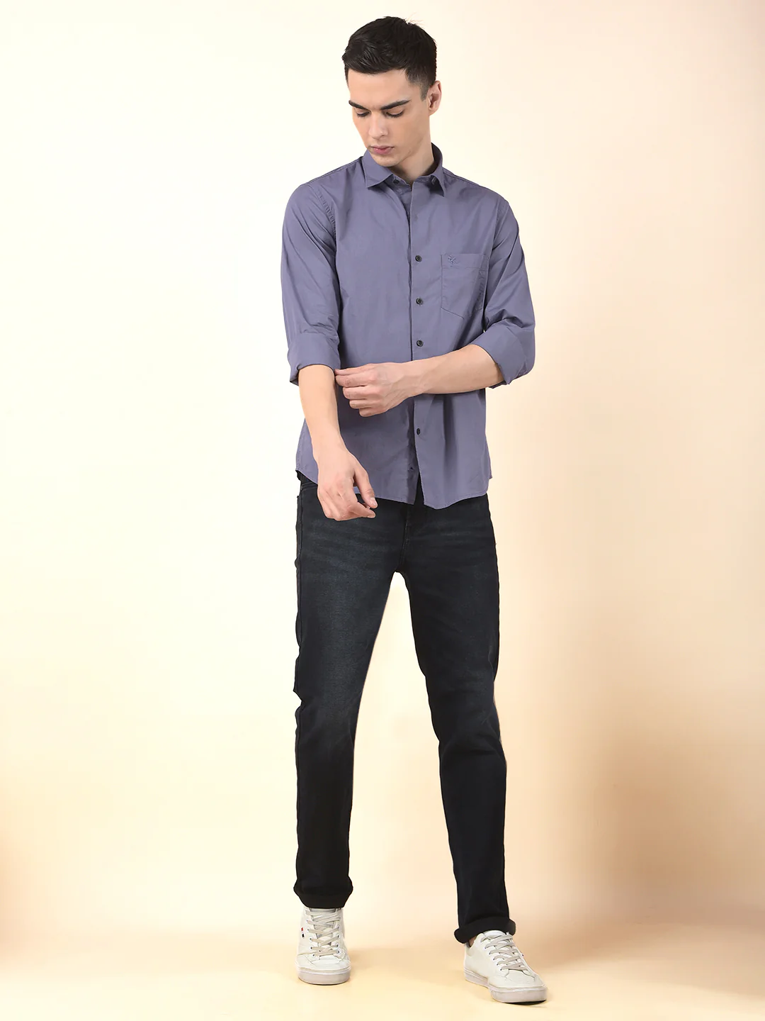 Casual Shirt for Men | Breathable & Soft with Color Fastness Slim Cotton Blend Fabric Solid Pattern - Image 10